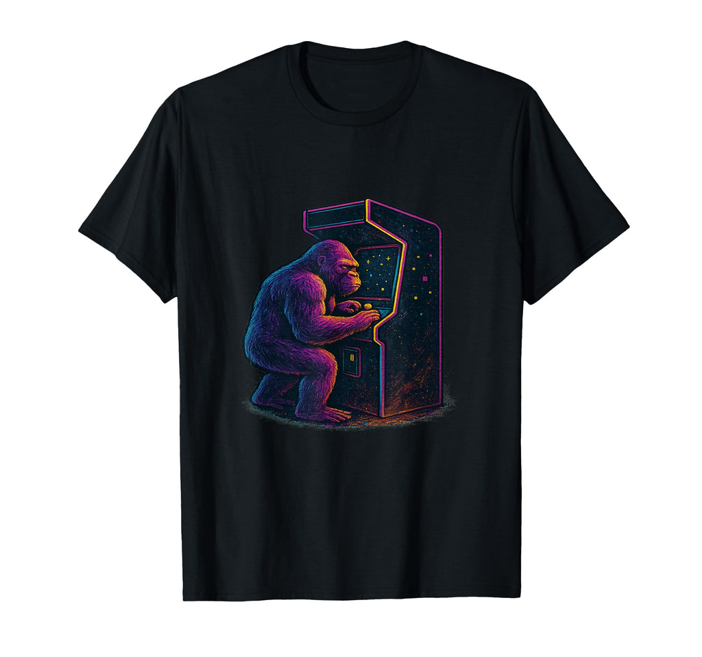 Gaming Gorilla Playing Arcade Game T-Shirt - Graphic Print Men Women - T-Shirt, Sweatshirt, Hoodie