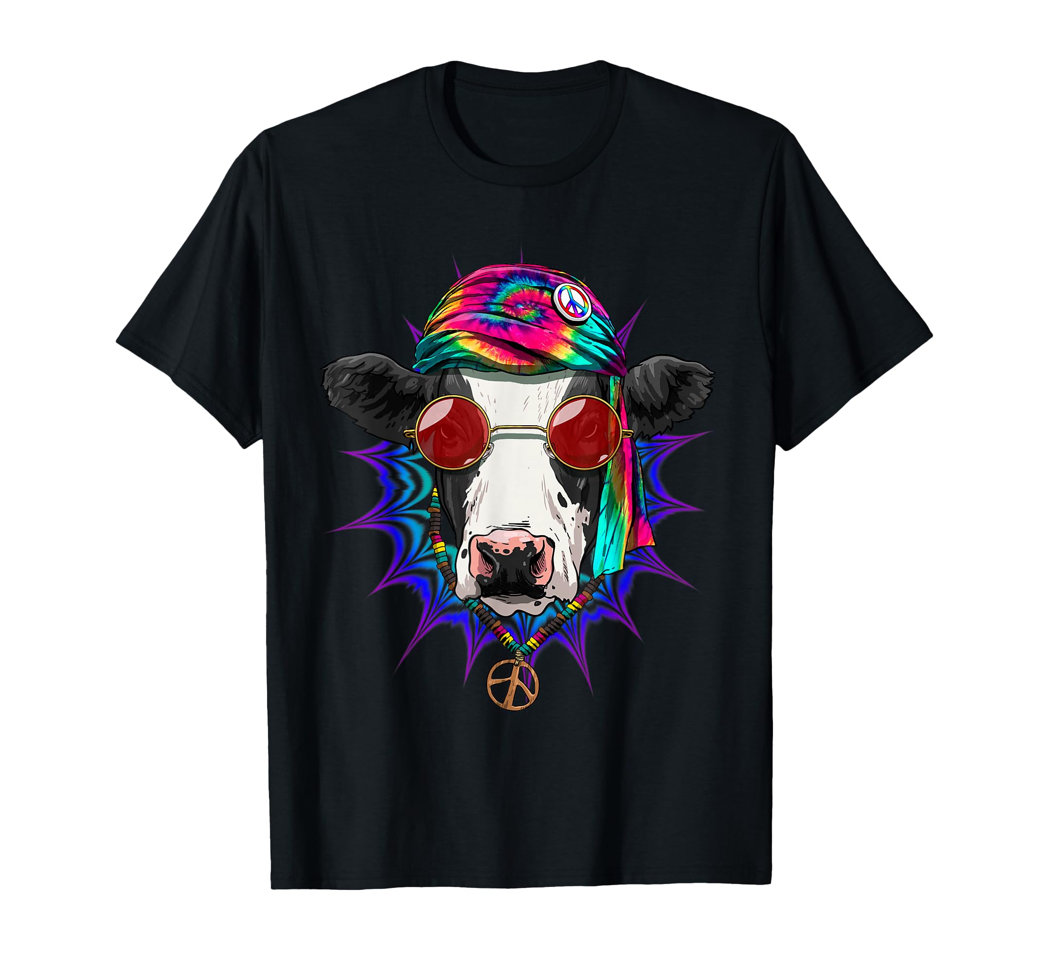 Tie Dye Hippie Cow Hippiness Peace Love T-Shirt - Streetwear Style Unisex - T-Shirt, Sweatshirt, Hoodie