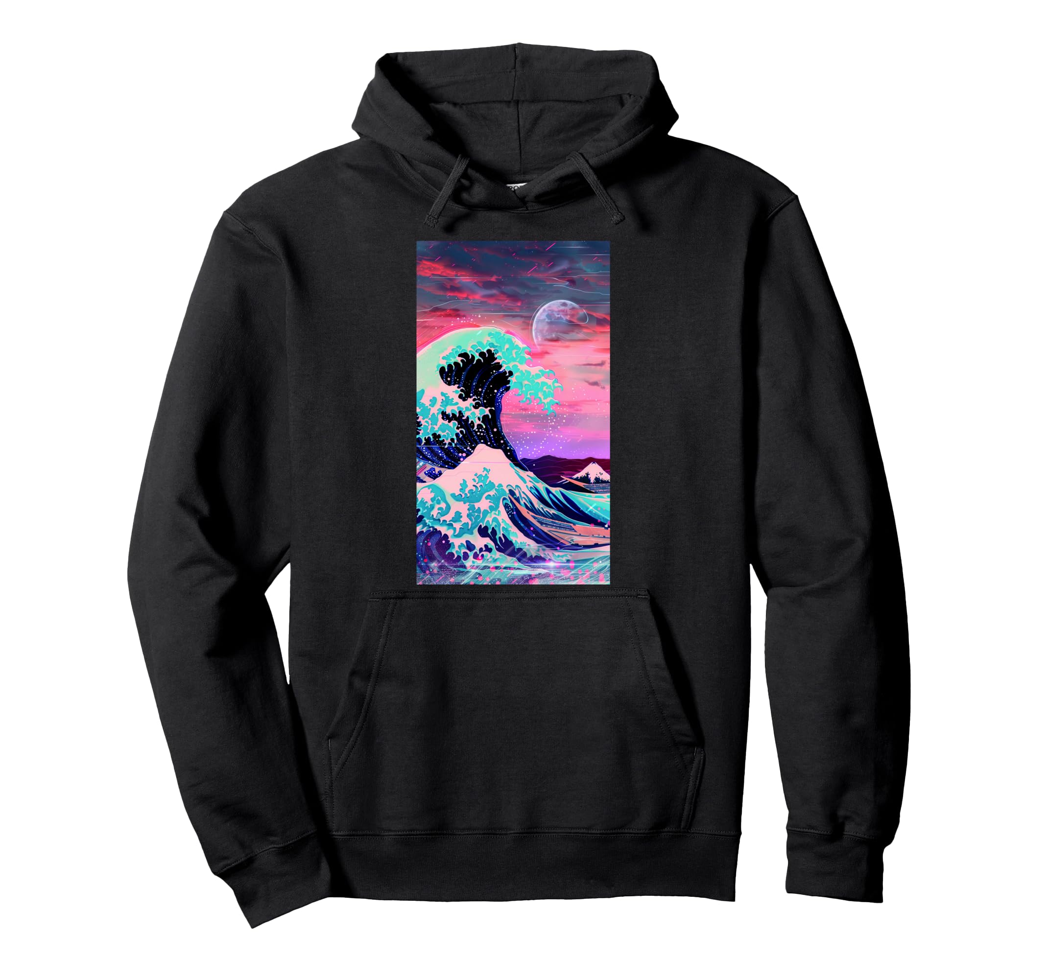 Vaporwave Inspired Great Wave Hoodie - Casual Everyday Wear Unisex - T-Shirt, Sweatshirt, Hoodie