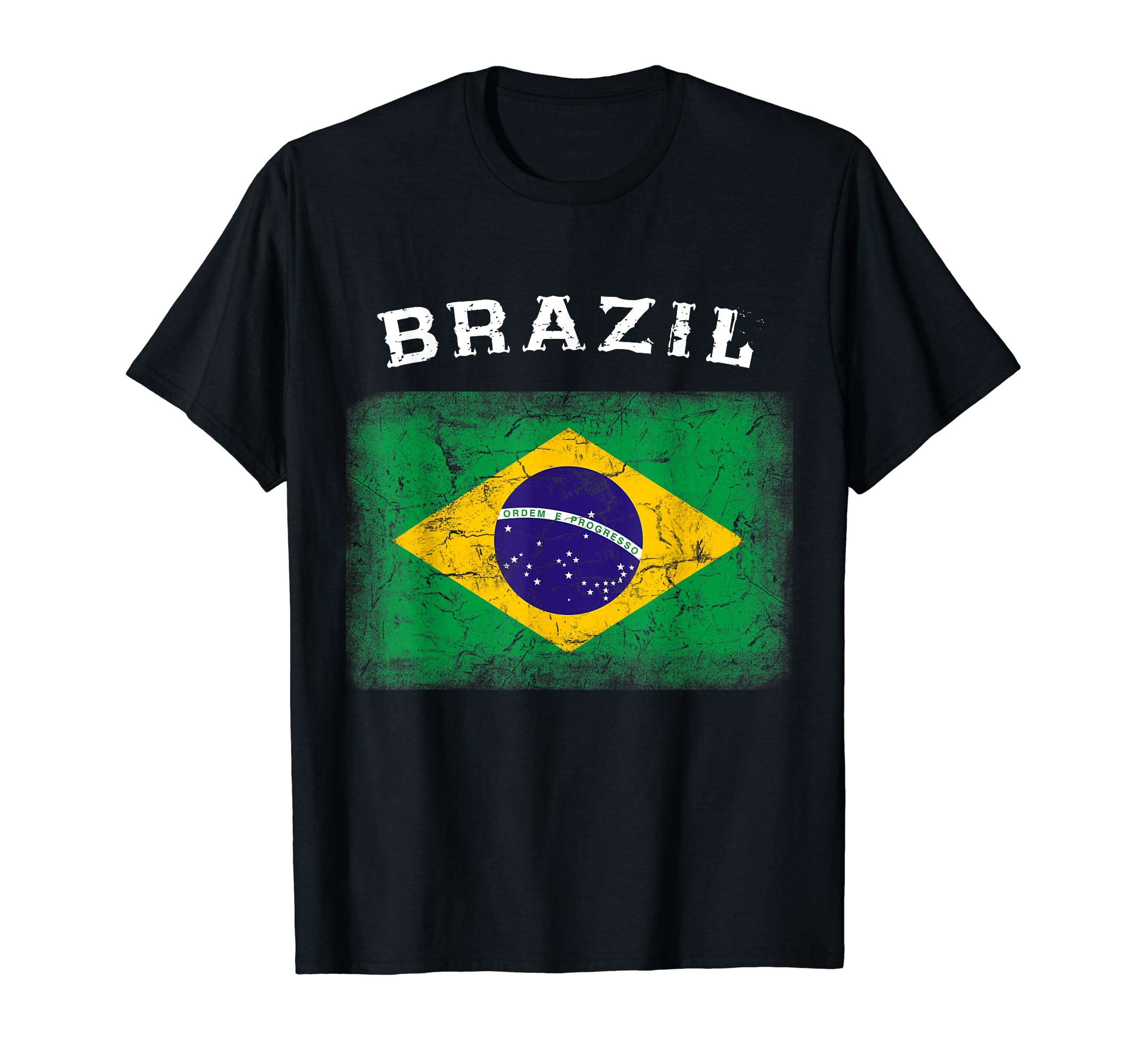 Brazil Flag Distressed Flag Brazil T-Shirt - Graphic Print Unisex - T-Shirt, Sweatshirt, Hoodie