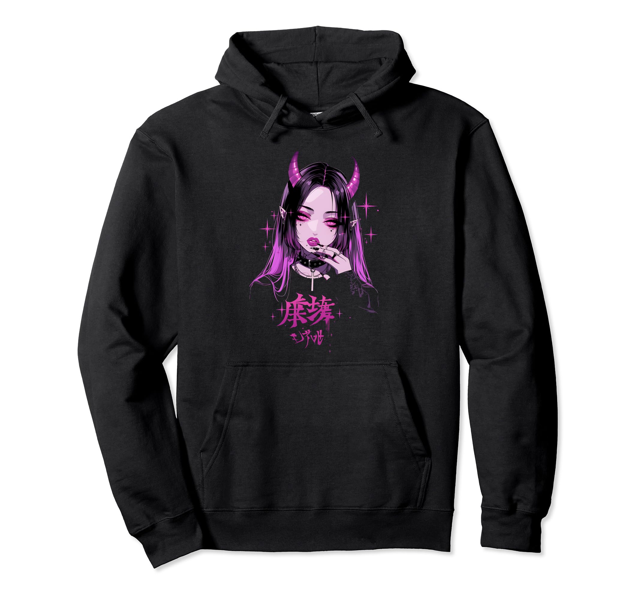 Goth Grunge Demon Anime Waifu Hoodie - Casual Everyday Wear for Adults - T-Shirt, Sweatshirt, Hoodie