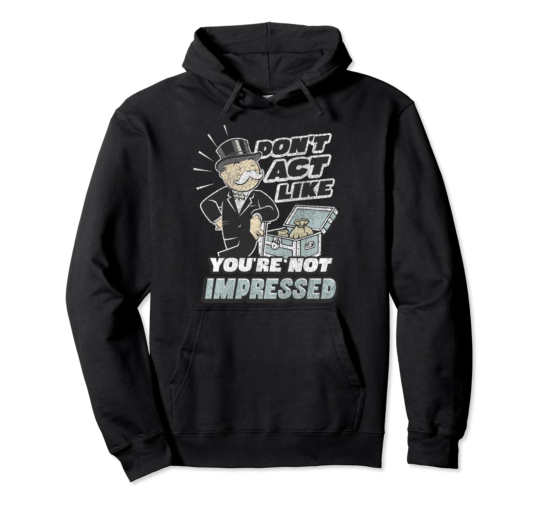 Monopoly Sassy Mr Monopoly Distressed Logo Hoodie - Custom Art Print Unisex - T-Shirt, Sweatshirt, Hoodie