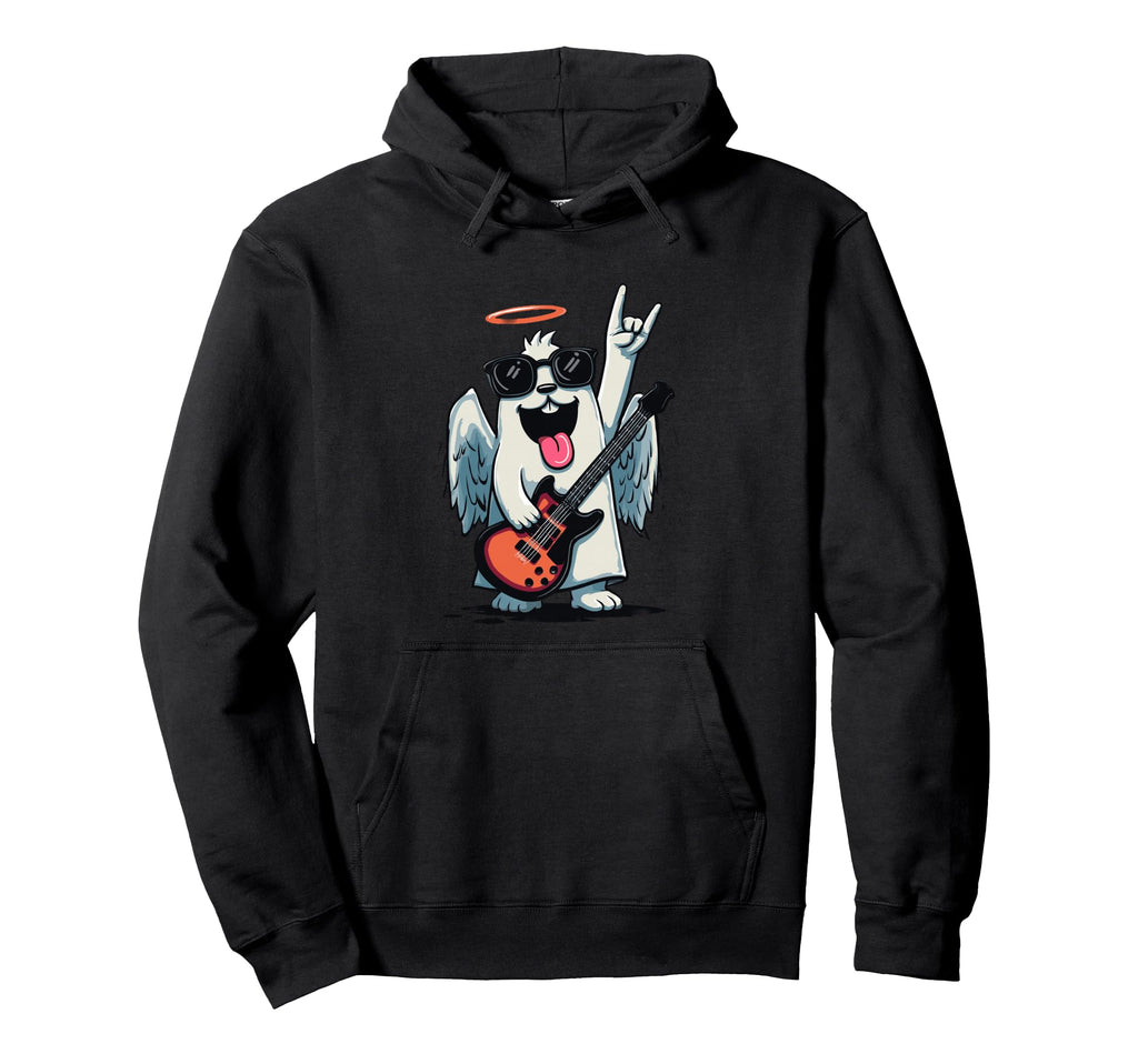 Dog Angel Rock Music Guitar Player Hoodie - Aesthetic Graphic for Adults - T-Shirt, Sweatshirt, Hoodie