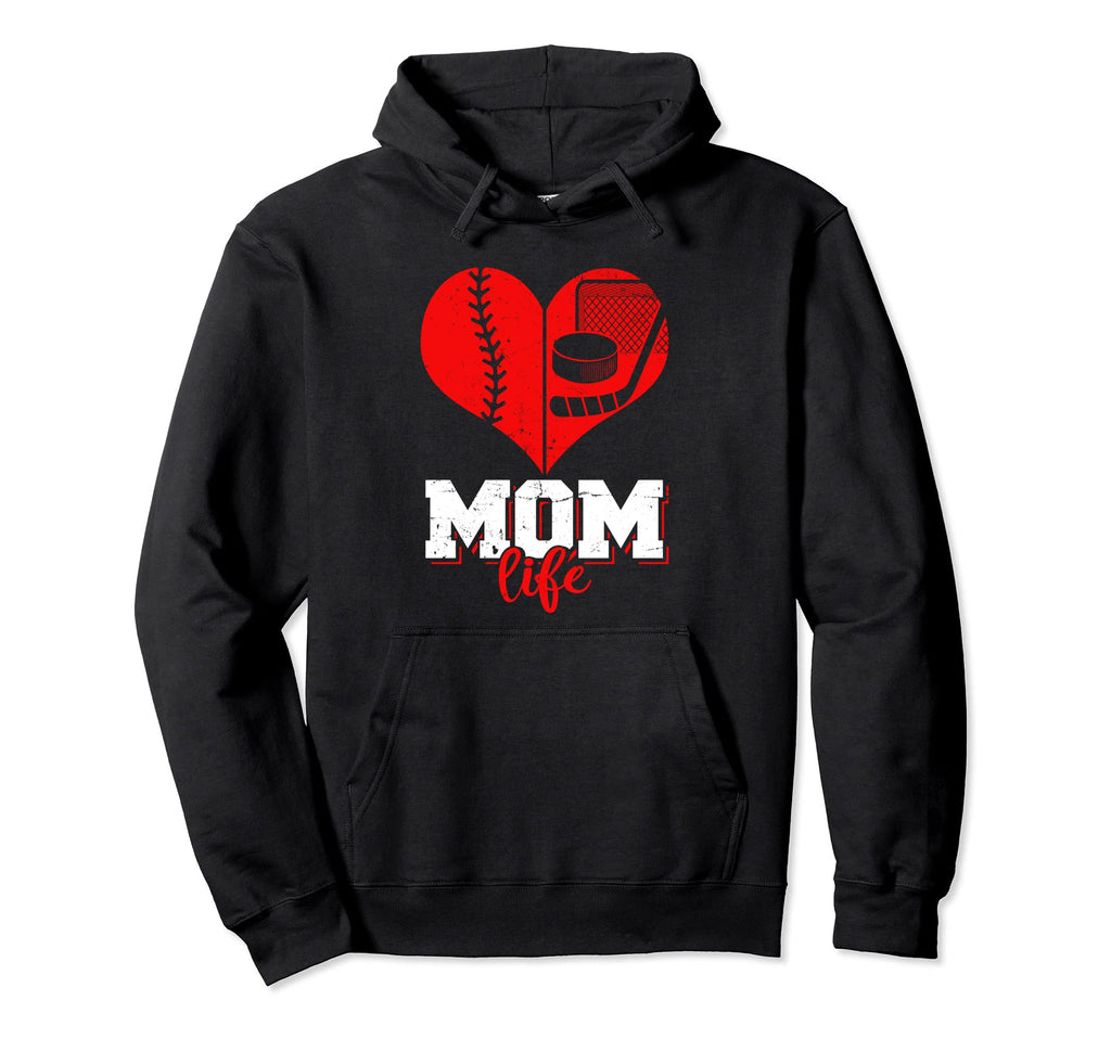 Hockey Mom Mothers Day Baseball Ice Hockey Hoodie - Graphic Print Unisex - T-Shirt, Sweatshirt, Hoodie