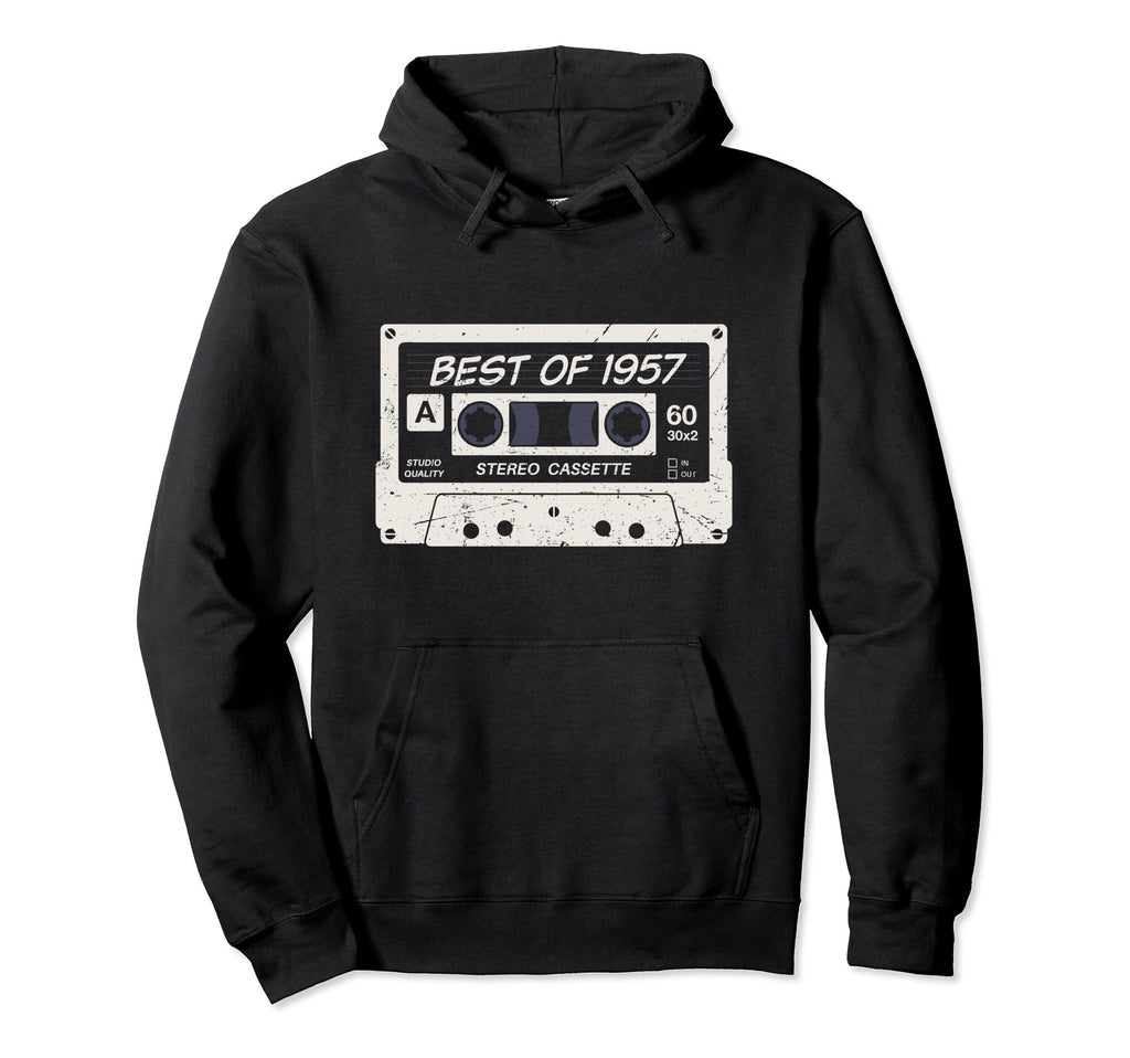 Mixtape Birthday Best 1957 Cassette Hoodie - Minimalist Print Unisex - T-Shirt, Sweatshirt, Hoodie