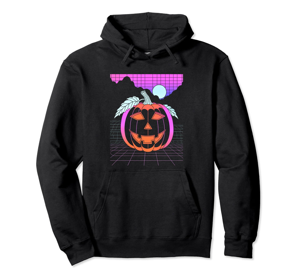 Vaporwave Halloween Moon Jack O Hoodie - Aesthetic Graphic for Adults - T-Shirt, Sweatshirt, Hoodie