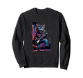 90S Grunge Rock Band Cat Sweatshirt - Custom Art Print Unisex - T-Shirt, Sweatshirt, Hoodie
