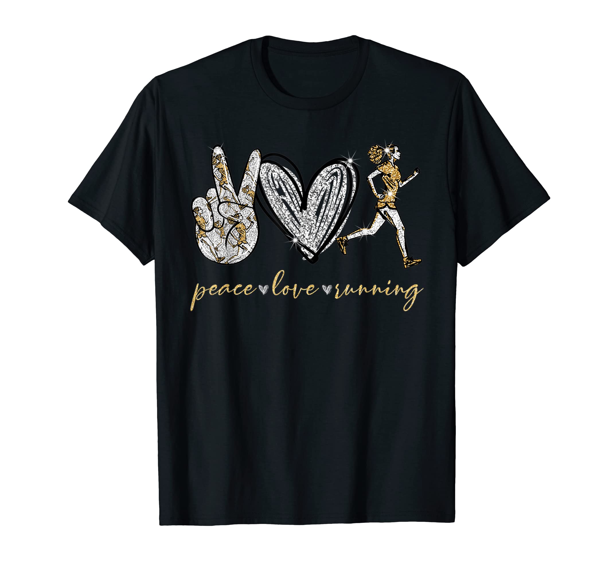 Funny Peace Love Running Gift Running T-Shirt - Unique Graphic Unisex - T-Shirt, Sweatshirt, Hoodie