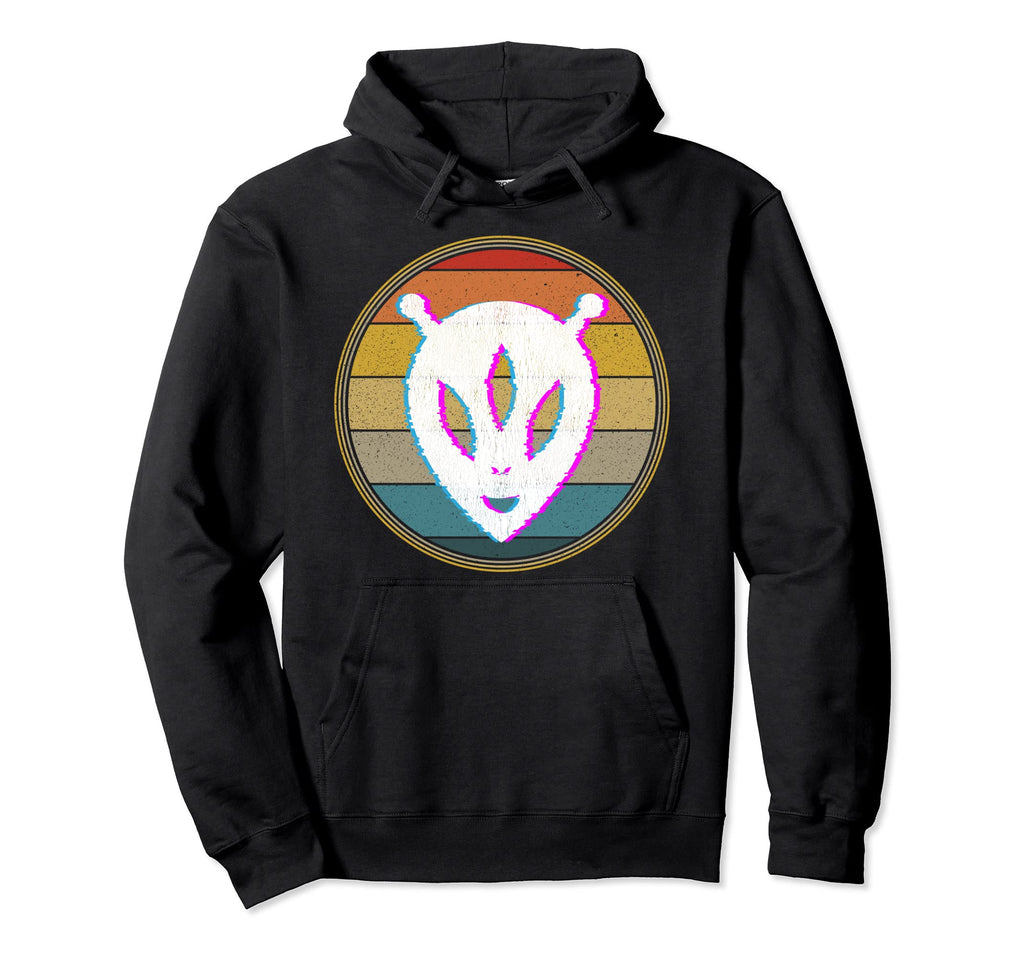 Glitch Alien Distressed Hoodie - Unique Graphic Unisex - T-Shirt, Sweatshirt, Hoodie