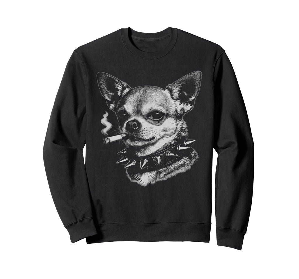 Smoking Chihuahua Y2K Grunge Dog Sweatshirt - Trendy Graphic Unisex - T-Shirt, Sweatshirt, Hoodie