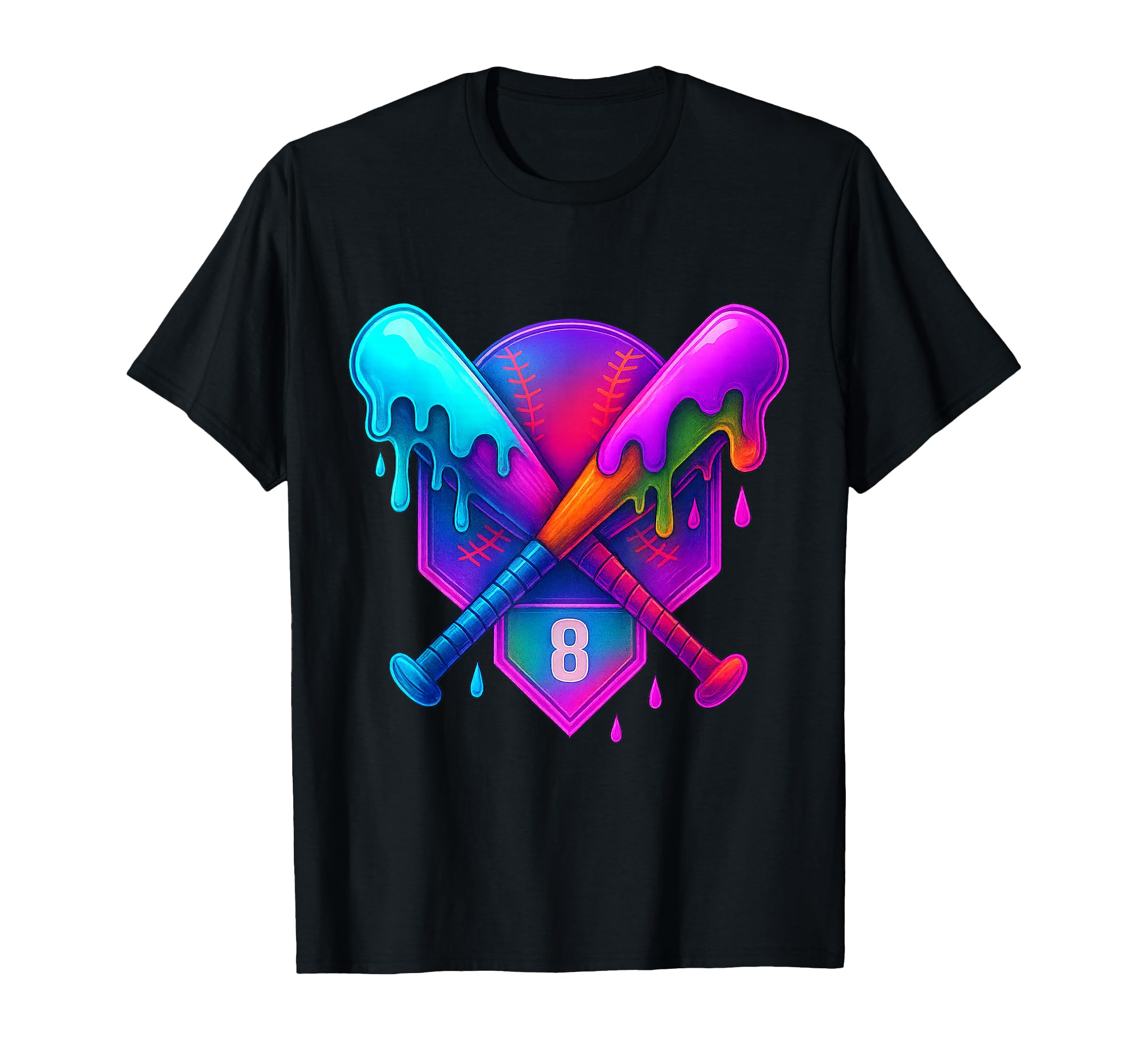 Baseball 8 Year Old Ice Cream Drip 8Th T-Shirt - Graphic Print Men Women - T-Shirt, Sweatshirt, Hoodie