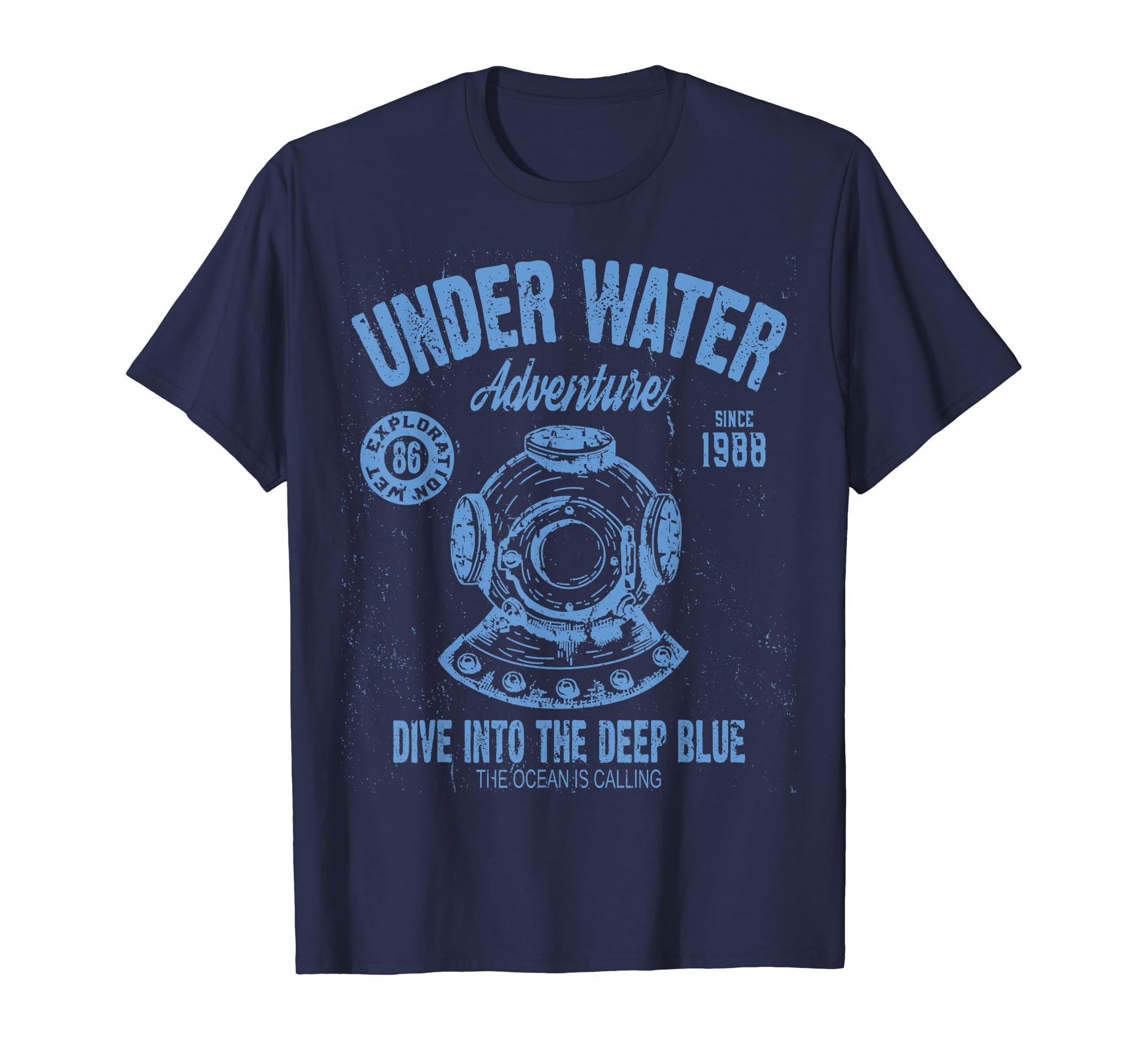 Deep Sea Diving Distressed Ocean T-Shirt - Fun Novelty Design for Adults - T-Shirt, Sweatshirt, Hoodie