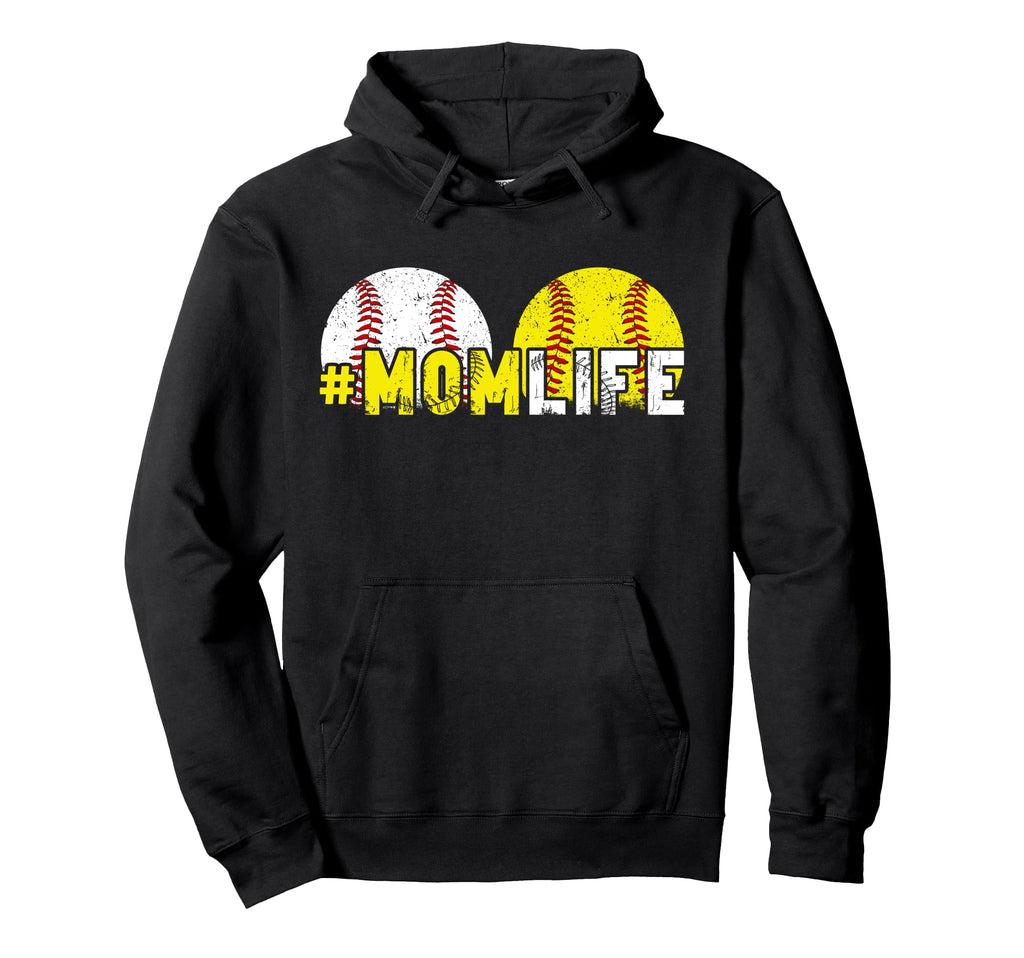 Mom Life Baseball Softball Player Mothers Hoodie - Novelty Apparel Unisex - T-Shirt, Sweatshirt, Hoodie