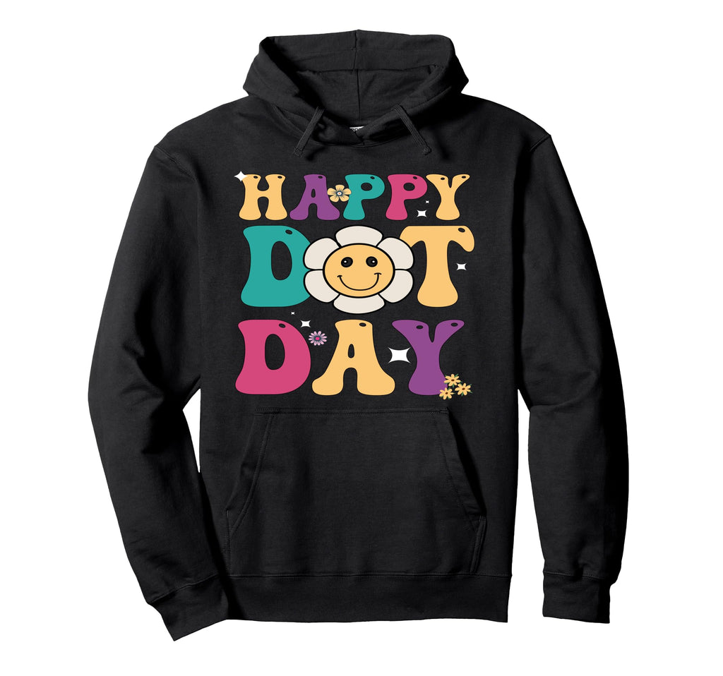 Happy Day Floral 70S Groovy Fun Hoodie - Unique Graphic Unisex - T-Shirt, Sweatshirt, Hoodie