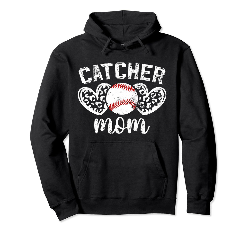 Baseball Catcher Mom Hearts Mom Hoodie - Casual Everyday Wear for Adults - T-Shirt, Sweatshirt, Hoodie