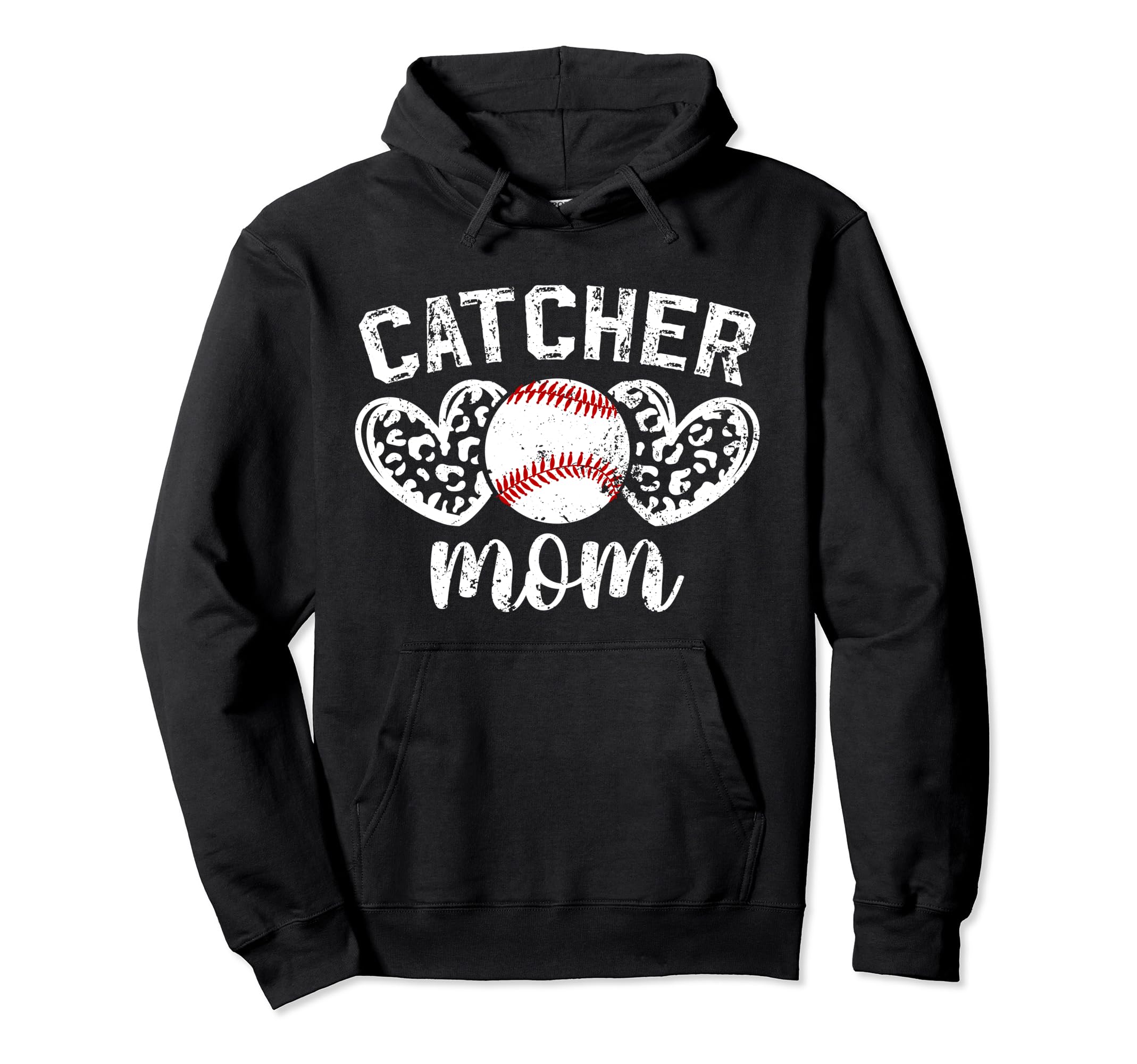 Baseball Catcher Mom Hearts Mom Hoodie - Casual Everyday Wear for Adults - T-Shirt, Sweatshirt, Hoodie
