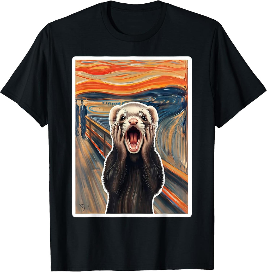Ferret Scream Painting Funny Pet Owner Merch - Adult & Kids T-Shirts, Sweatshirts & Hoodies apparel design preview 1