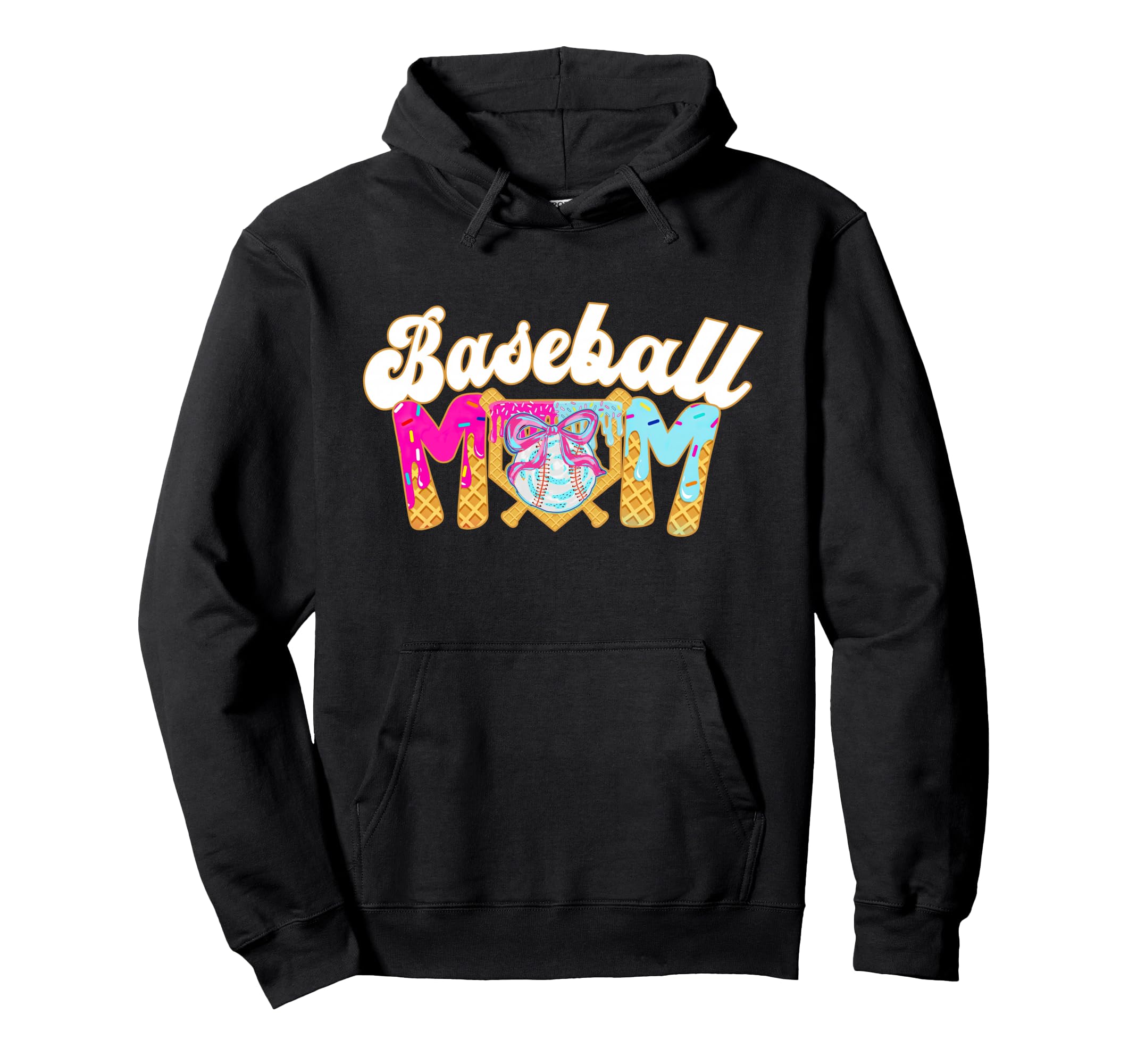 Baseball Mom Coquette Bow Mothers Day Hoodie - Novelty Apparel for Adults - T-Shirt, Sweatshirt, Hoodie