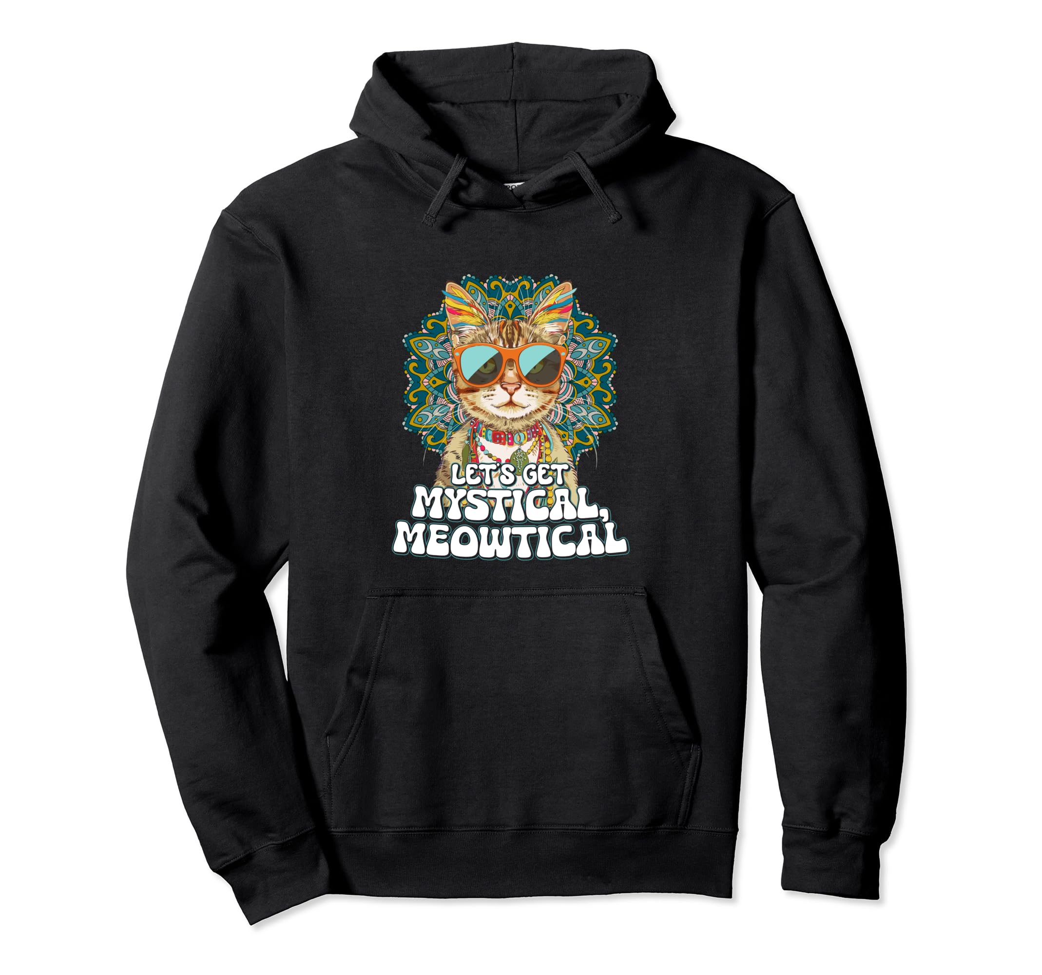 Lets Get Mystical Meowtical Boho Cat Hoodie - Aesthetic Graphic Men Women - T-Shirt, Sweatshirt, Hoodie