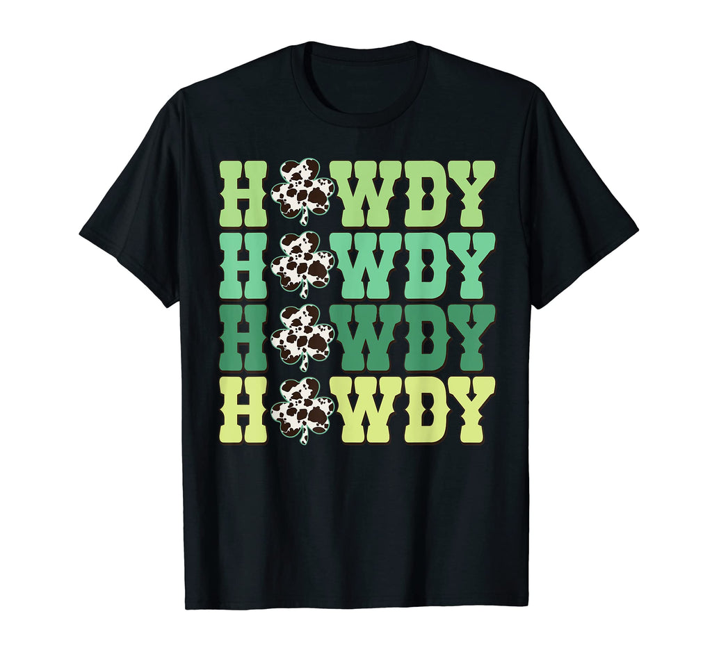 Howdy Shamrock Cow Pattern St Patricks T-Shirt - Minimalist Print Unisex - T-Shirt, Sweatshirt, Hoodie