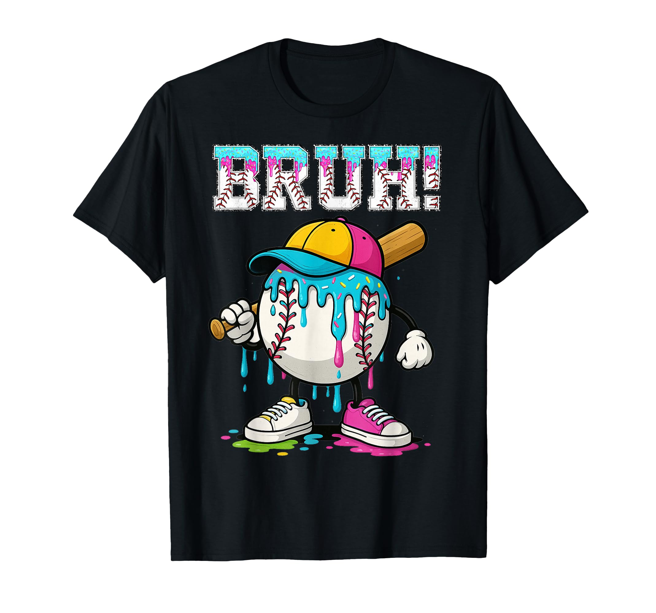 Baseball Drip Bruh Ice Cream T-Shirt - Casual Everyday Wear for Adults - T-Shirt, Sweatshirt, Hoodie