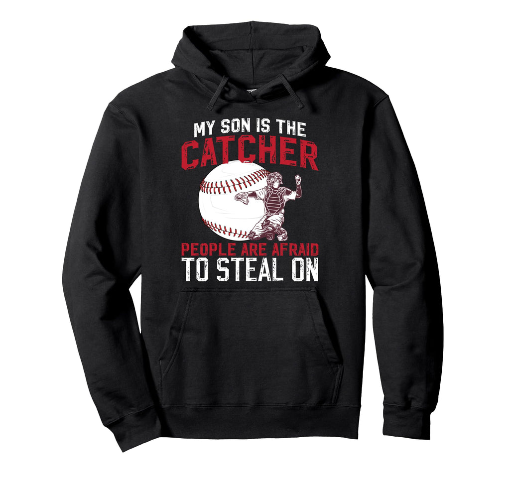 My Son Is Baseball Catcher Dad Baseball Hoodie - Graphic Print Men Women - T-Shirt, Sweatshirt, Hoodie