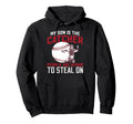 My Son Is Baseball Catcher Dad Baseball Hoodie - Graphic Print Men Women - T-Shirt, Sweatshirt, Hoodie