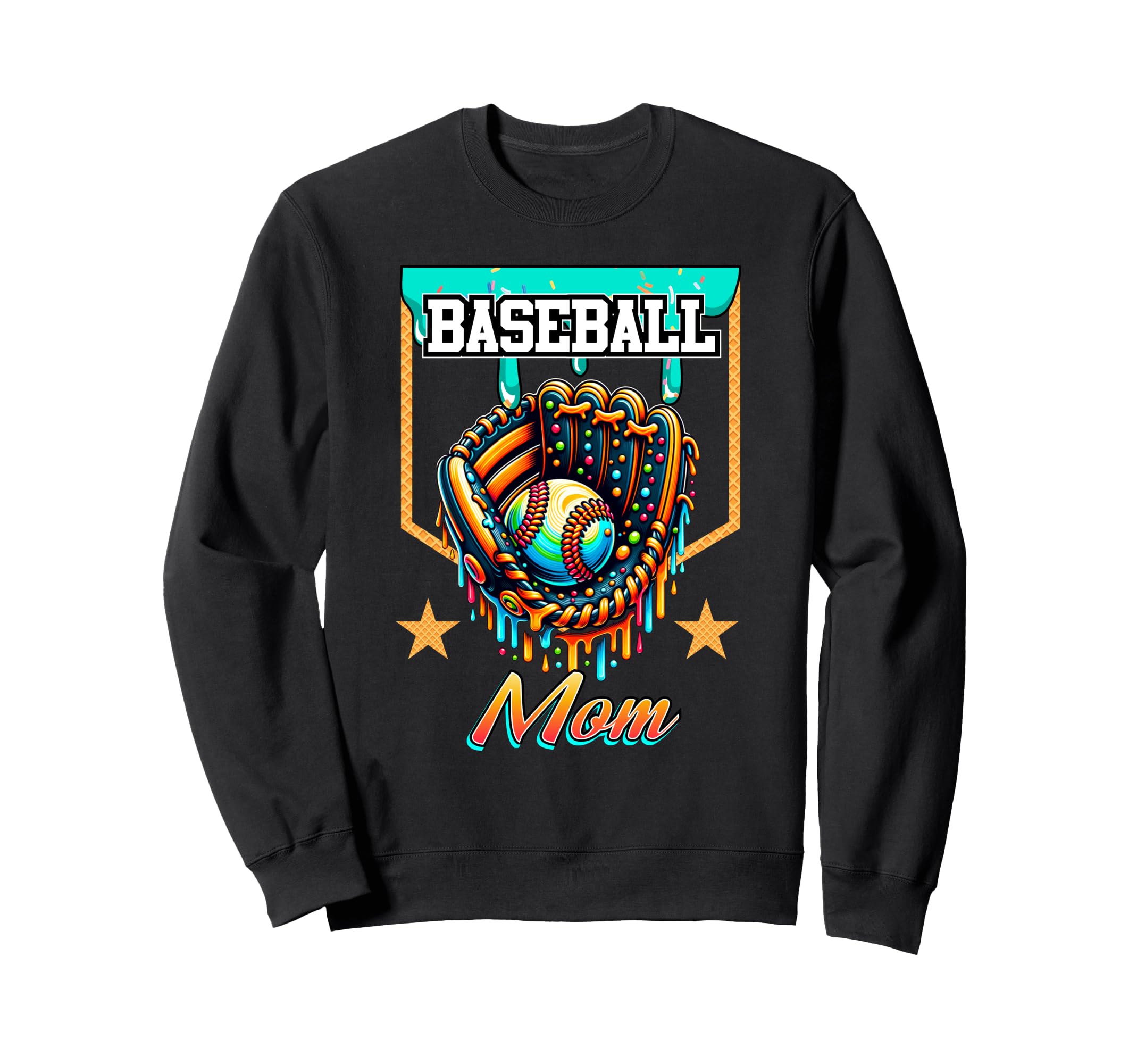 Baseball Drip Baseball Mom Ice Cream Sweatshirt - Novelty Apparel Unisex - T-Shirt, Sweatshirt, Hoodie