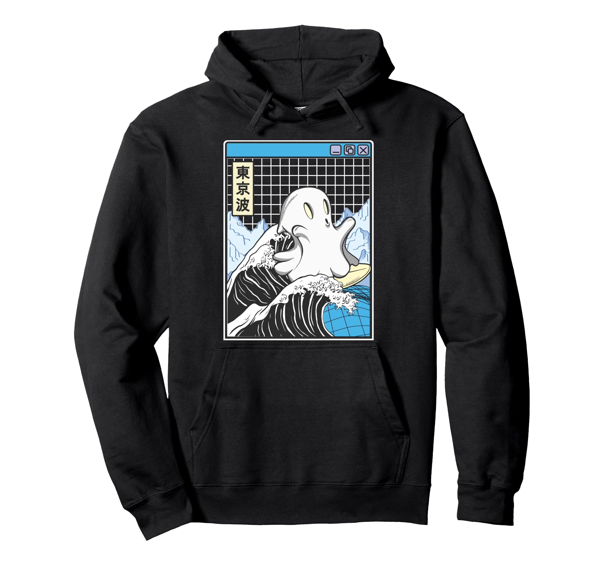Surfing Ghost Japan Kanagawa Wave Hoodie - Minimalist Print for Adults - T-Shirt, Sweatshirt, Hoodie
