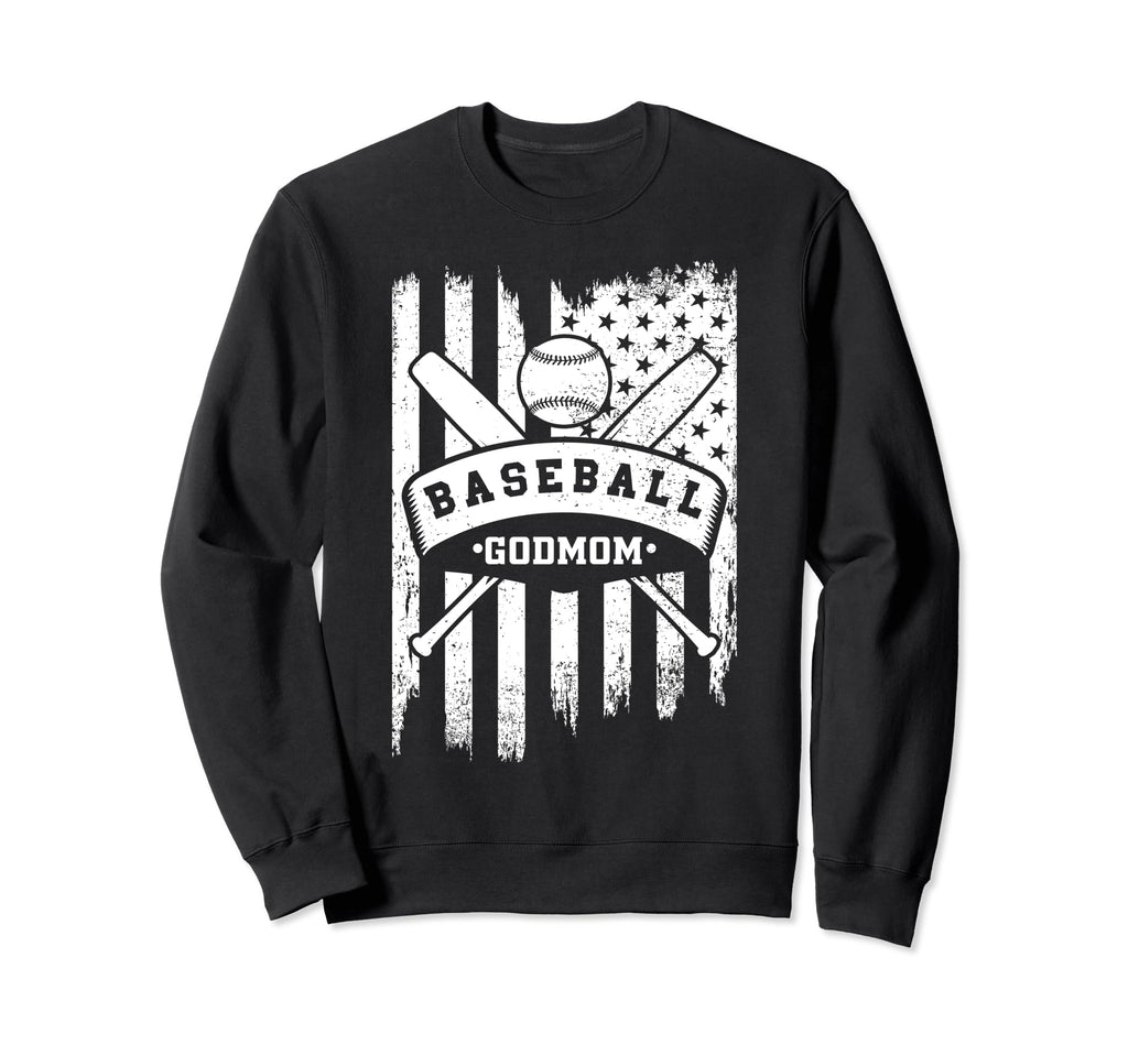 Baseball Godmom Usa American Flag Family Sweatshirt - Graphic Print Unisex - T-Shirt, Sweatshirt, Hoodie