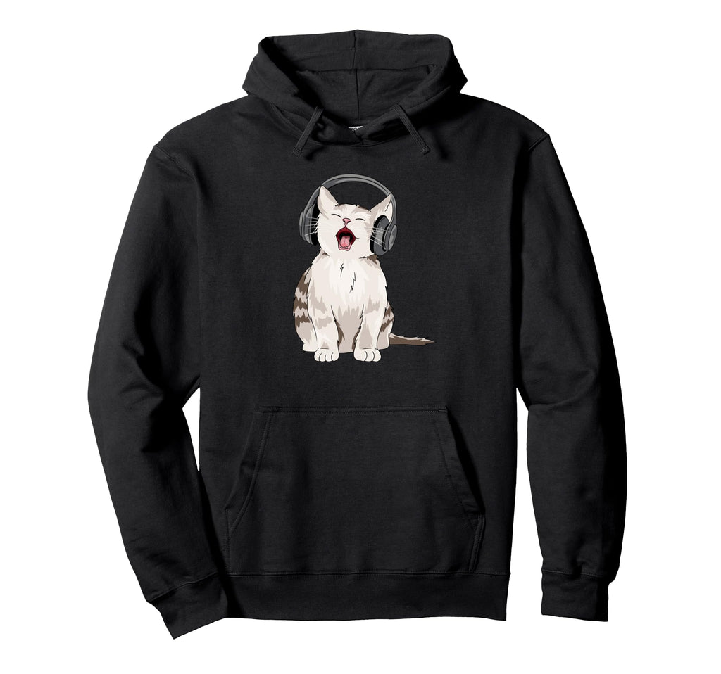 Singing Cat Headphones Y2K Grunge Hoodie - Novelty Apparel Men Women - T-Shirt, Sweatshirt, Hoodie