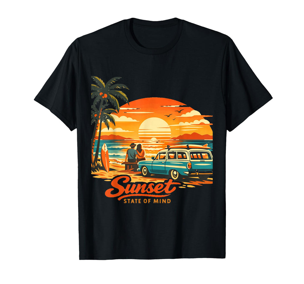 Beach Vibes 60S Sunset Surfers T-Shirt - Aesthetic Graphic Men Women - T-Shirt, Sweatshirt, Hoodie
