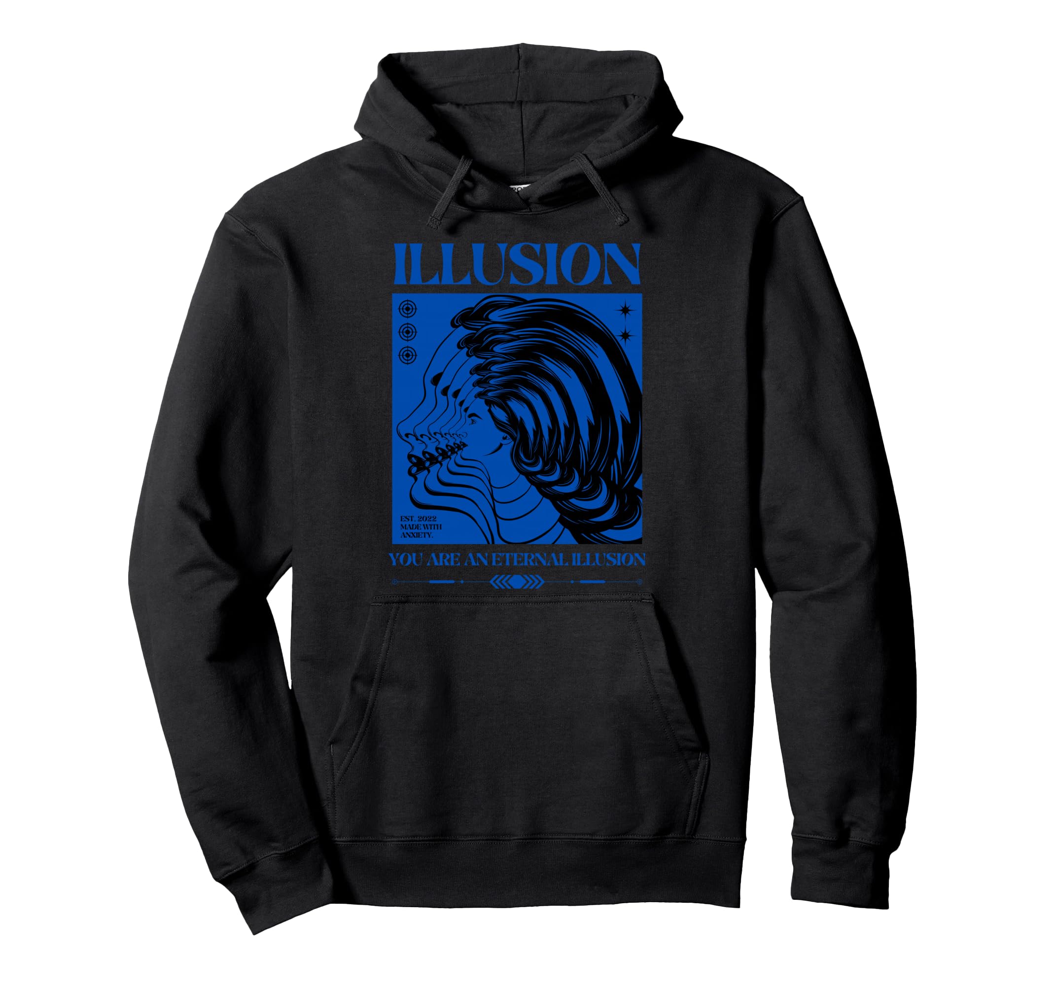 Streetwear Y2K Grunge Aesthetic Blue Hoodie - Unique Graphic for Adults - T-Shirt, Sweatshirt, Hoodie