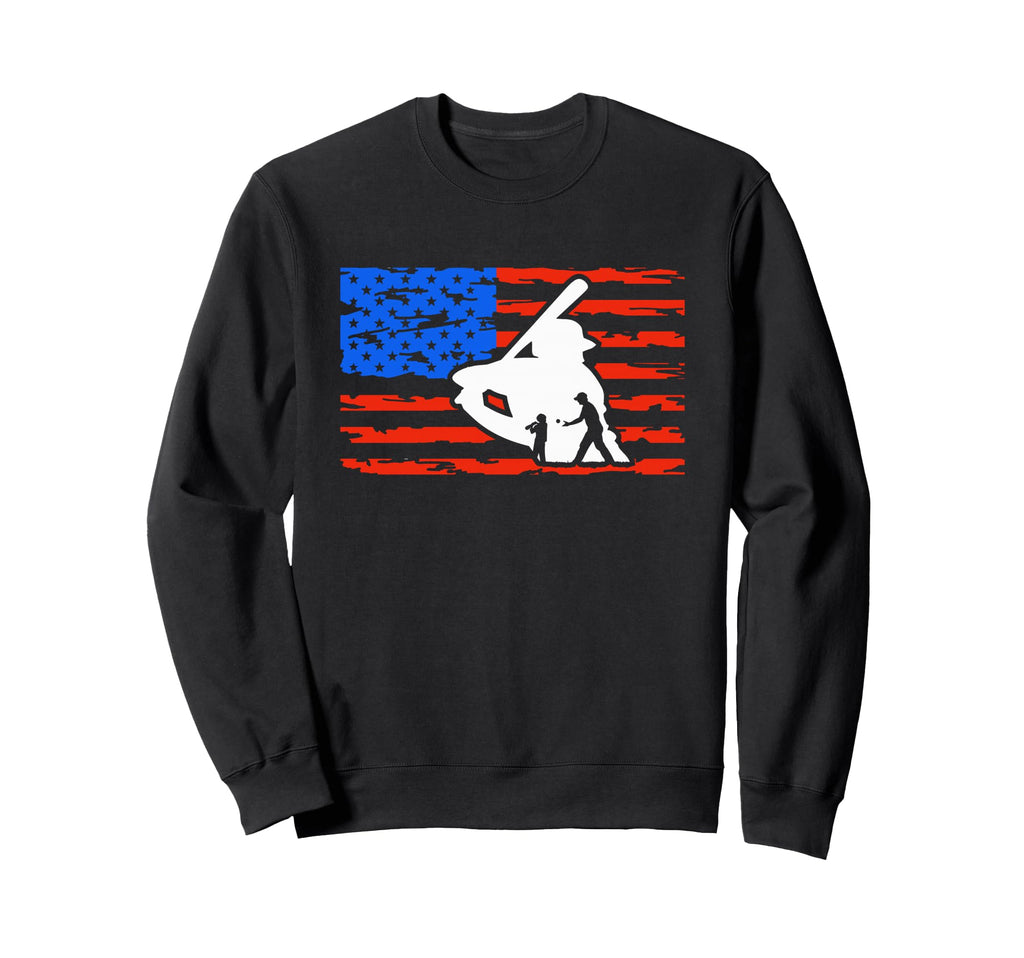 Baseball Us Flag Baseball Sweatshirt - Fun Novelty Design for Adults - T-Shirt, Sweatshirt, Hoodie