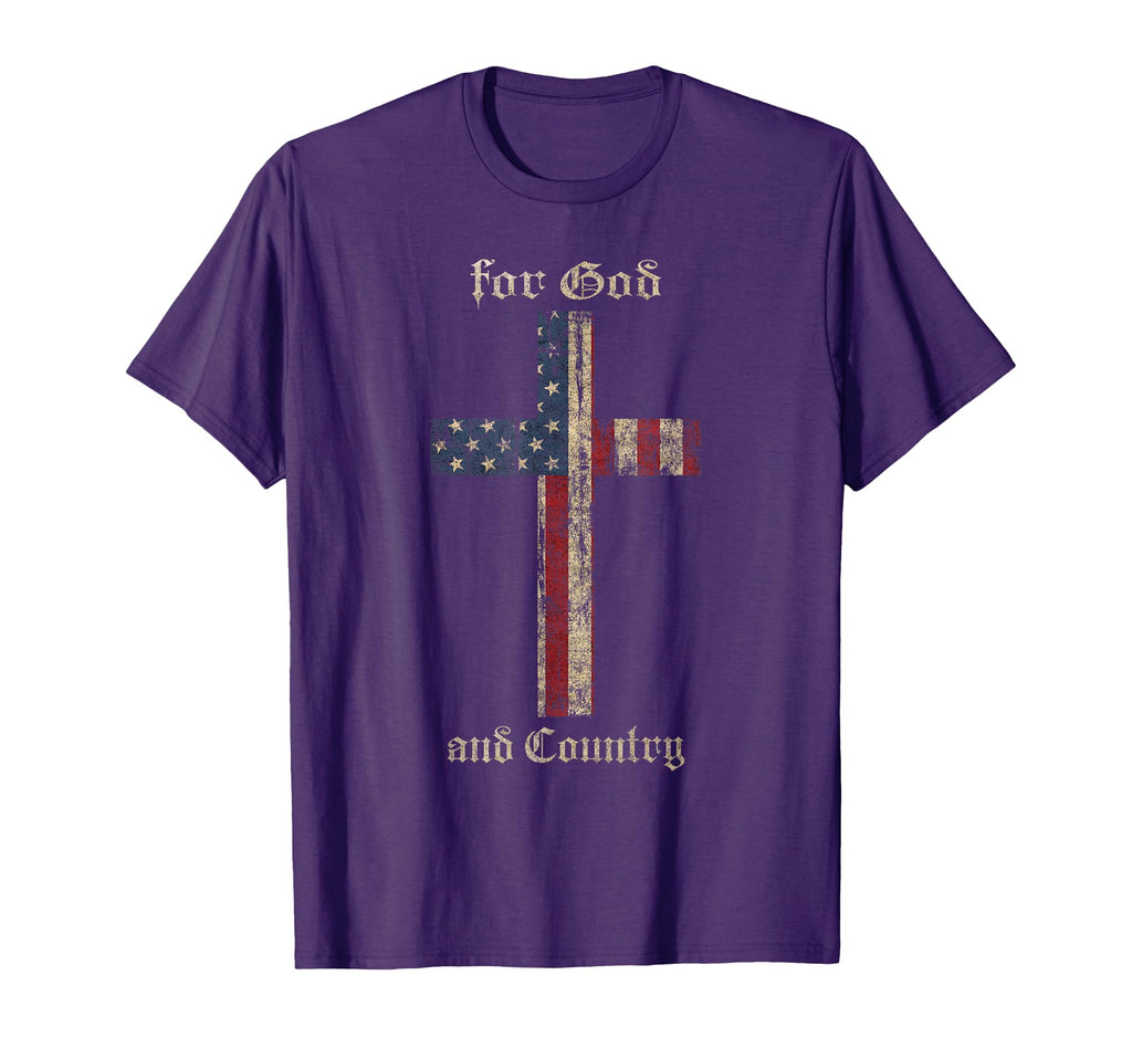 God And Country Cross American Flag T-Shirt - Casual Everyday Wear Unisex - T-Shirt, Sweatshirt, Hoodie