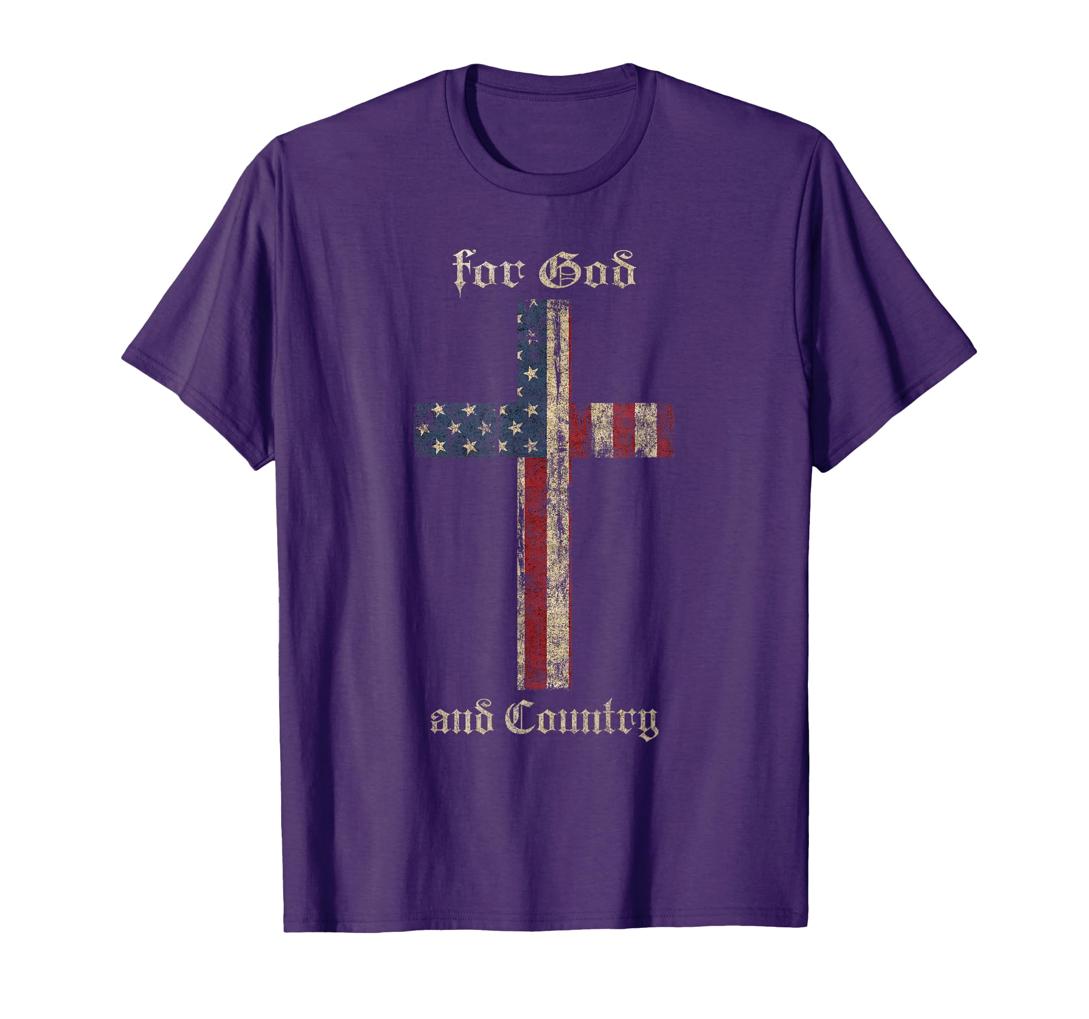 God And Country Cross American Flag T-Shirt - Casual Everyday Wear Unisex - T-Shirt, Sweatshirt, Hoodie