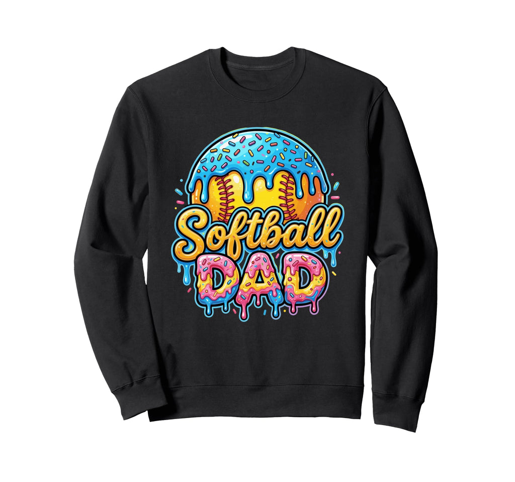 Ice Cream Drip Softball Dad Game Day Sweatshirt - Unique Graphic Men Women - T-Shirt, Sweatshirt, Hoodie
