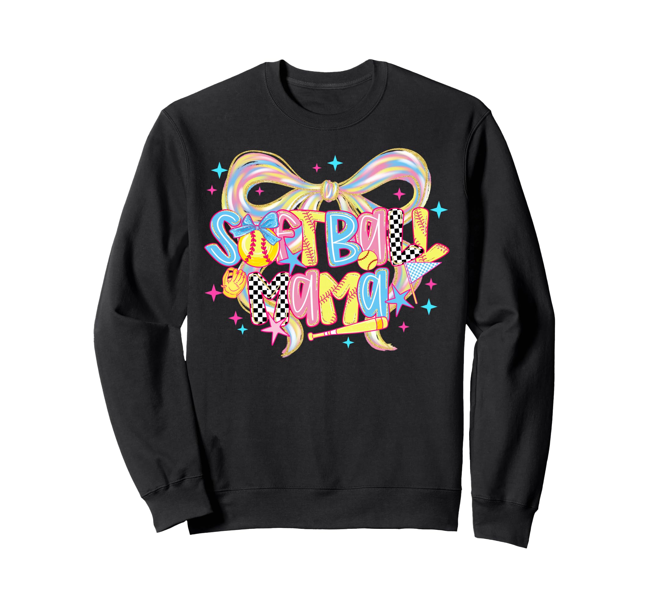 Softball Mama Coquette Bow Game Sweatshirt - Custom Art Print Men Women - T-Shirt, Sweatshirt, Hoodie