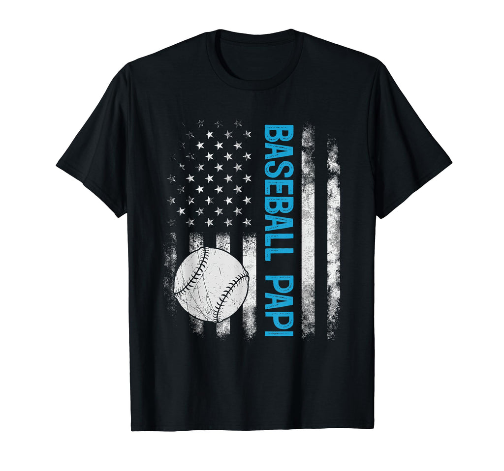 Baseball Papi American Flag Fathers T-Shirt - Minimalist Print Men Women - T-Shirt, Sweatshirt, Hoodie