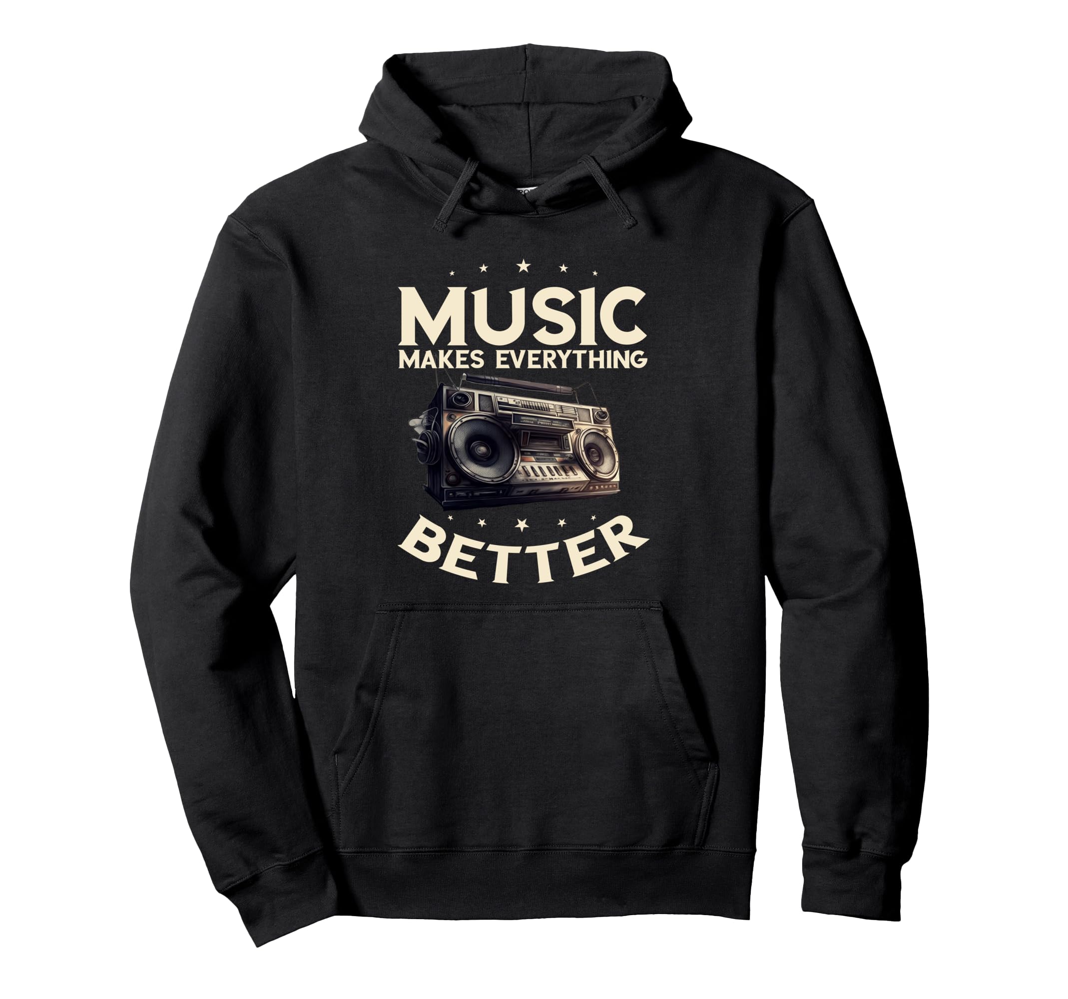 Boombox Oldschool Music Makes Everything Hoodie - Unique Graphic Unisex - T-Shirt, Sweatshirt, Hoodie