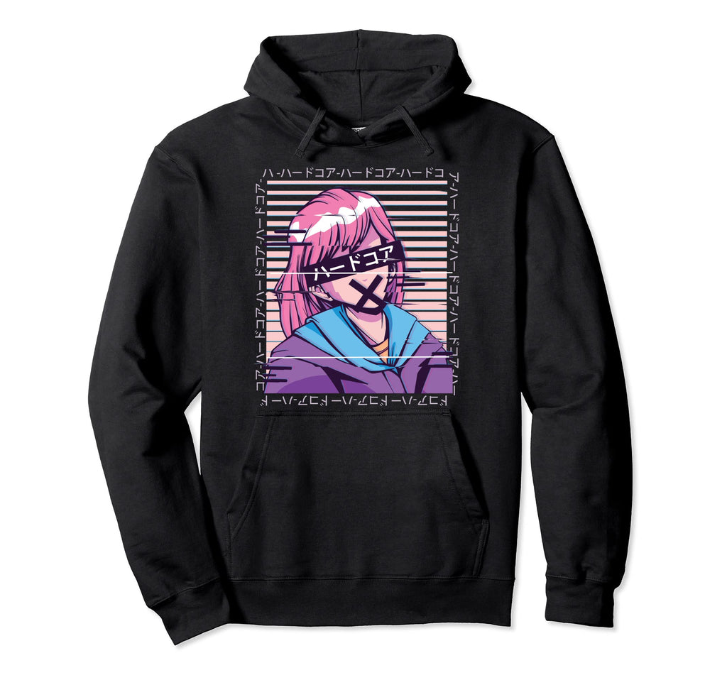 Aesthetic Anime Glitch Vaporwave Japanese Hoodie - Graphic Print Unisex - T-Shirt, Sweatshirt, Hoodie