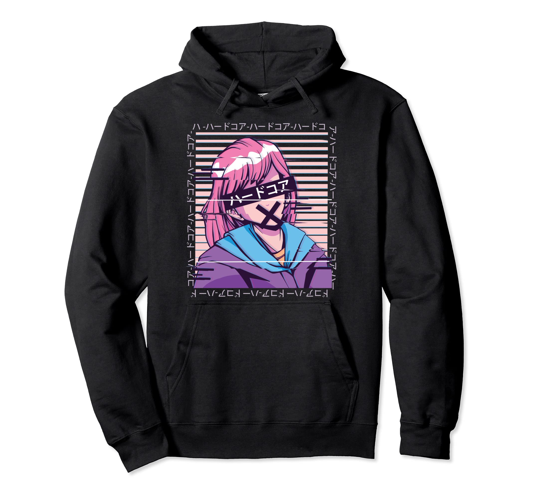 Aesthetic Anime Glitch Vaporwave Japanese Hoodie - Graphic Print Unisex - T-Shirt, Sweatshirt, Hoodie