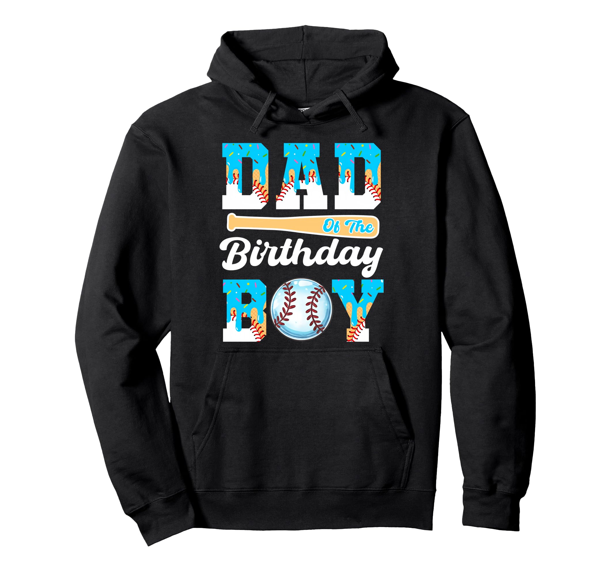 Baseball Ice Cream Drip Dad Birthday Hoodie - Graphic Print Men Women - T-Shirt, Sweatshirt, Hoodie