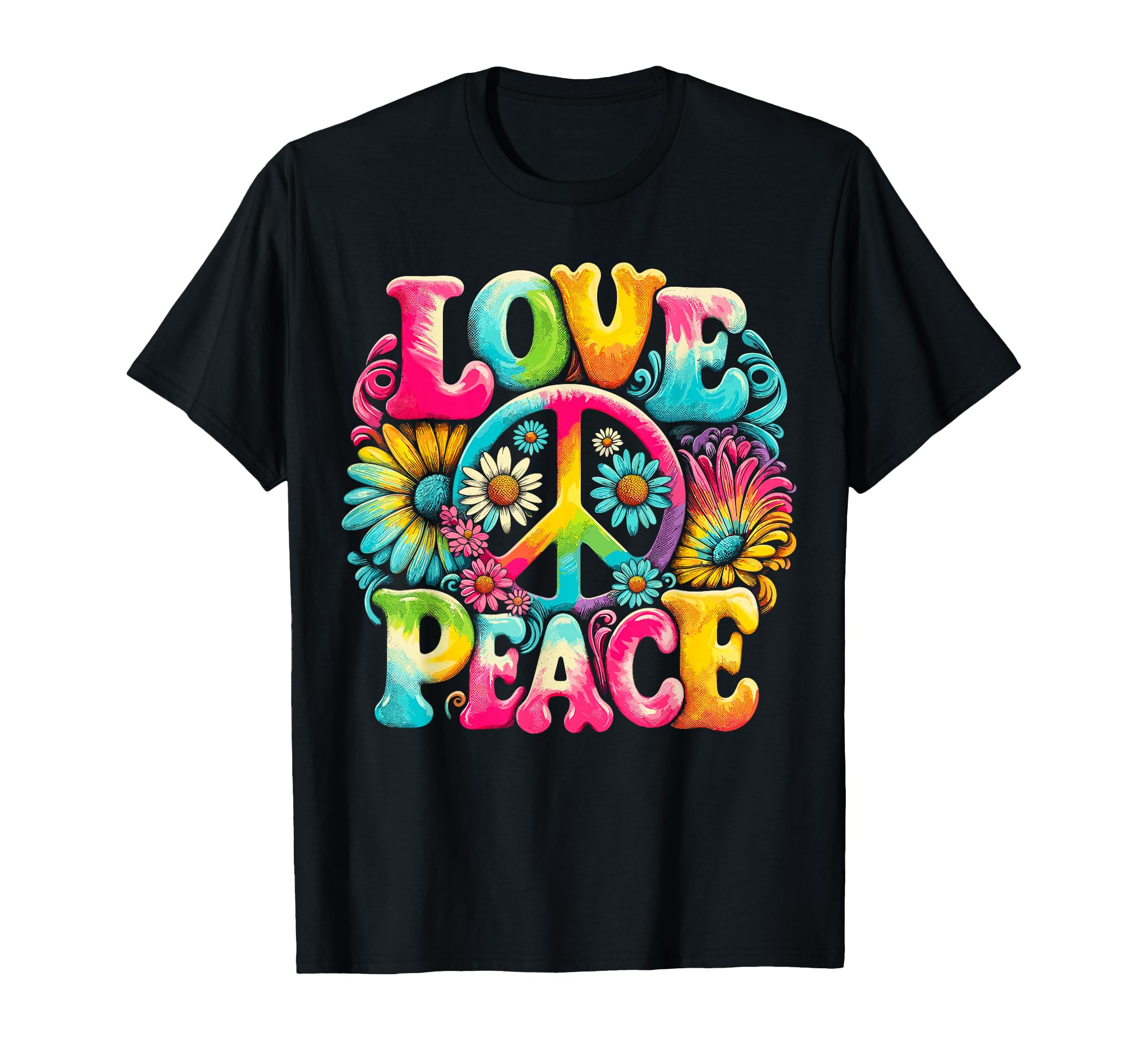 Hippie Peace Sign Love Tie Dye Hippie T-Shirt - Trendy Graphic Men Women - T-Shirt, Sweatshirt, Hoodie