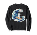Great Wave Funny Japanese Cat Sushi Sweatshirt - Minimalist Print Unisex - T-Shirt, Sweatshirt, Hoodie