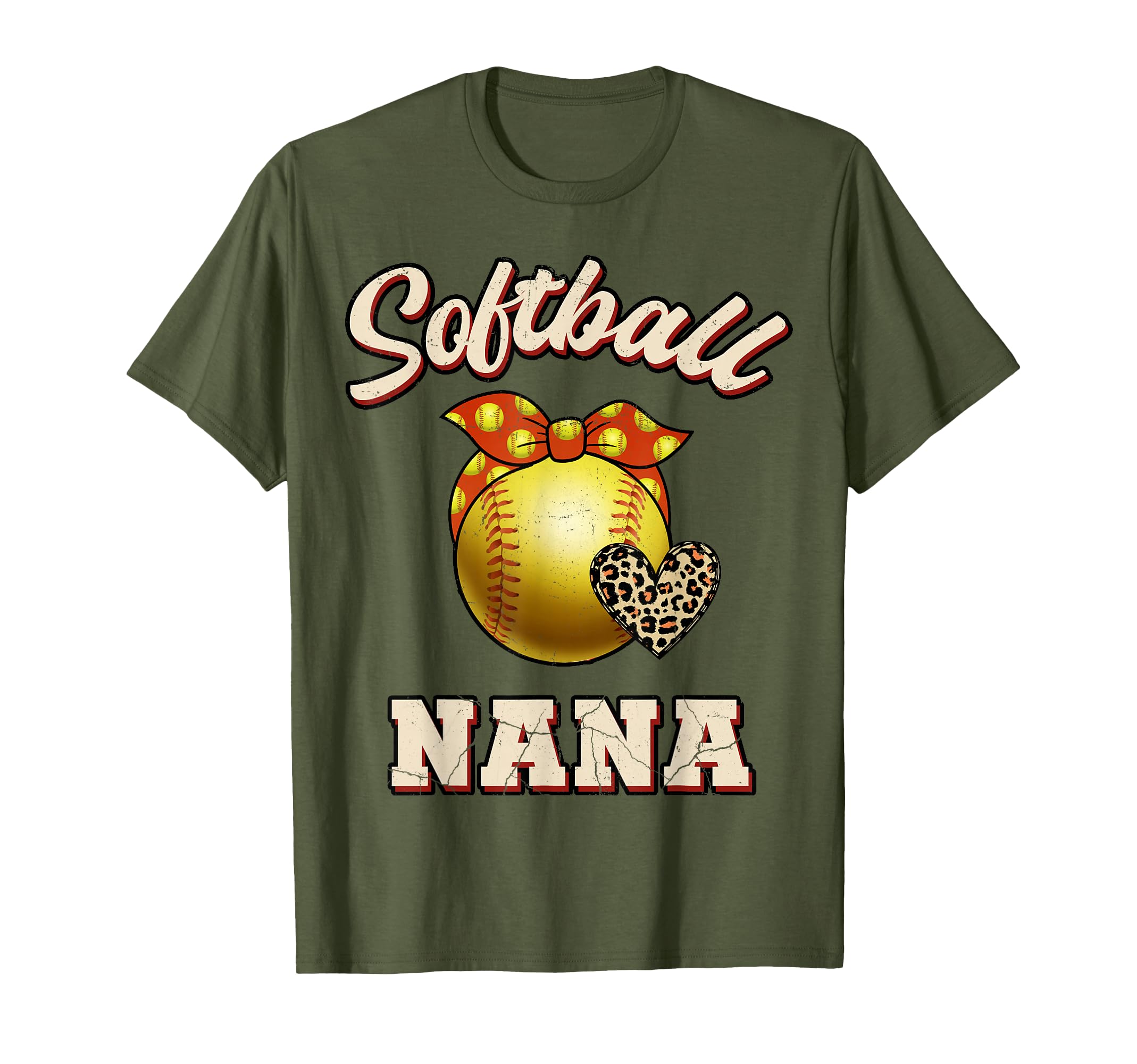 Softball Nana Leopard Heart Fans Mothers T-Shirt - Custom Art Print Unisex - T-Shirt, Sweatshirt, Hoodie