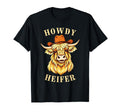 Funny Highland Cow Cowboy Hat Howdy Heifer T-Shirt - Unique Graphic Unisex - T-Shirt, Sweatshirt, Hoodie
