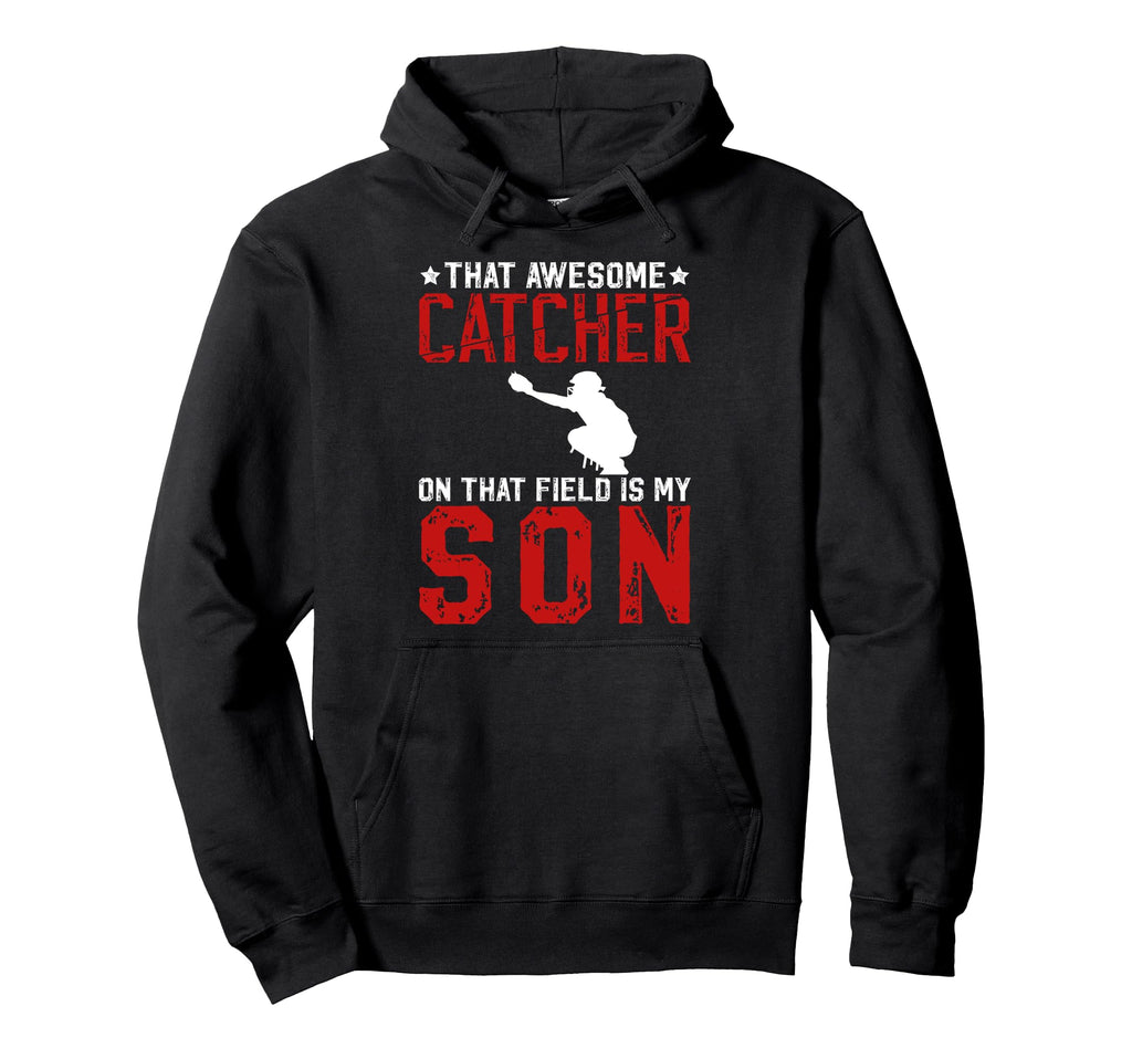 Baseball Catcher Dad Proud Baseball Hoodie - Minimalist Print for Adults - T-Shirt, Sweatshirt, Hoodie