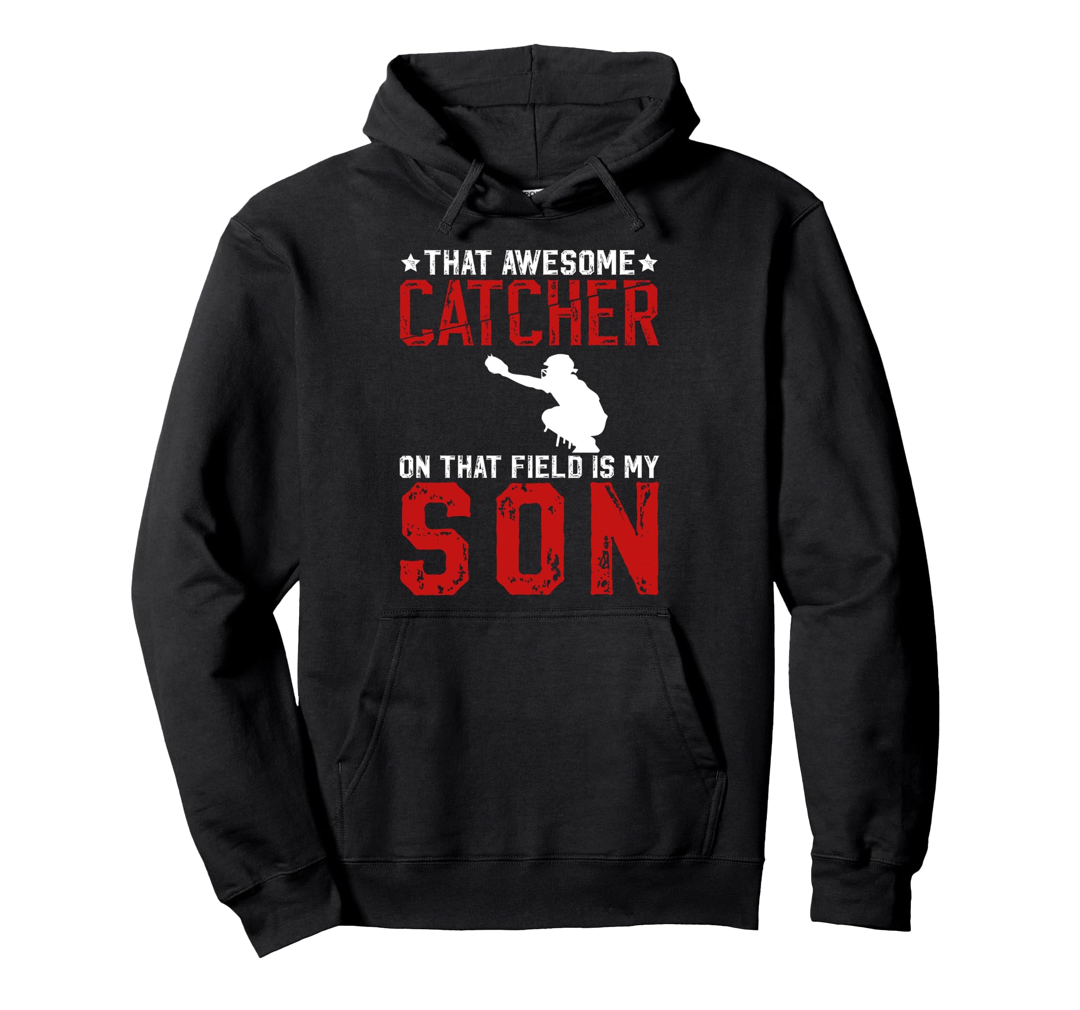 Baseball Catcher Dad Proud Baseball Hoodie - Minimalist Print for Adults - T-Shirt, Sweatshirt, Hoodie