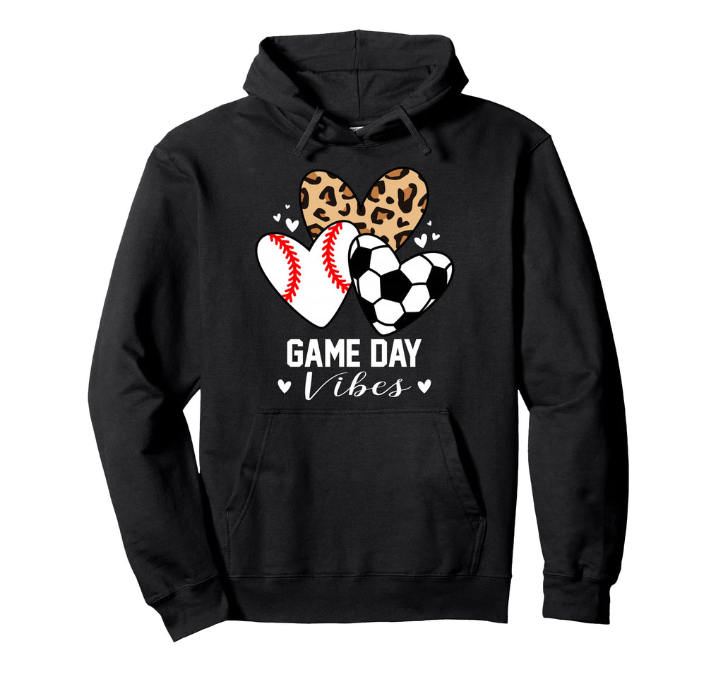 Game Day Vibes Funny Soccer Baseball Mom Hoodie - Unique Graphic Unisex - T-Shirt, Sweatshirt, Hoodie